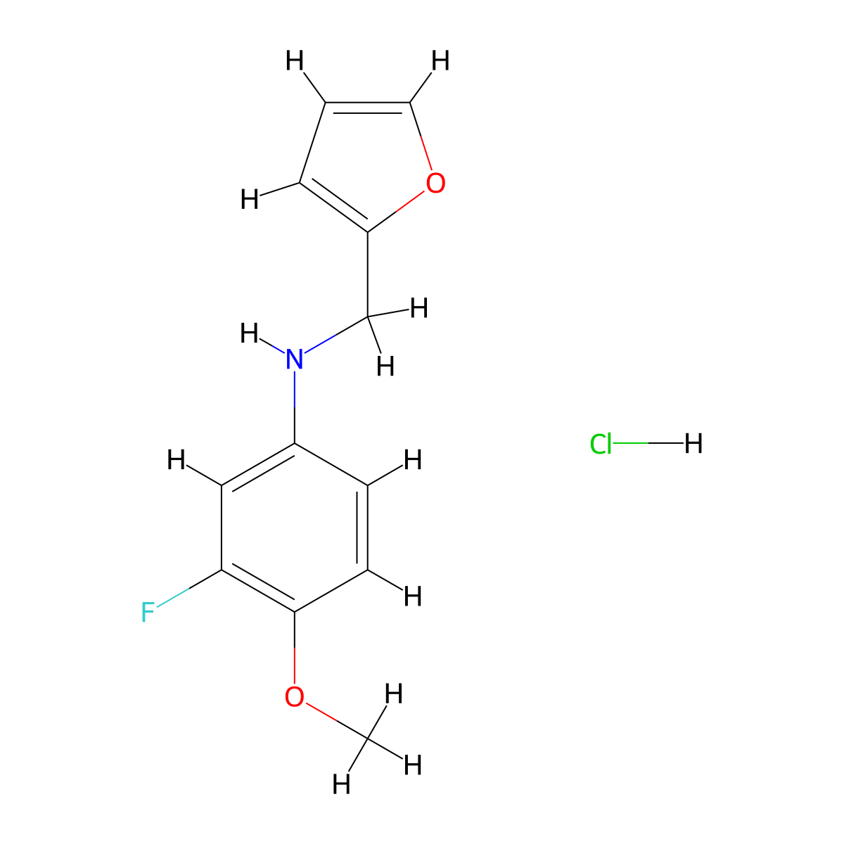 3-fluoro-N-(furan-2-ylmethyl)-4-methoxyaniline hydrochloride molecular structure, CAS 1354952-34-3