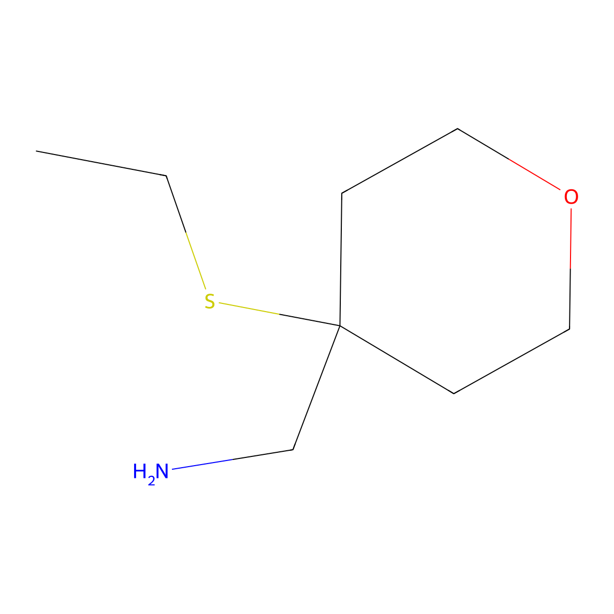 [4-(Ethylsulfanyl)oxan-4-yl]methanamine molecular structure, CAS 1354952-44-5