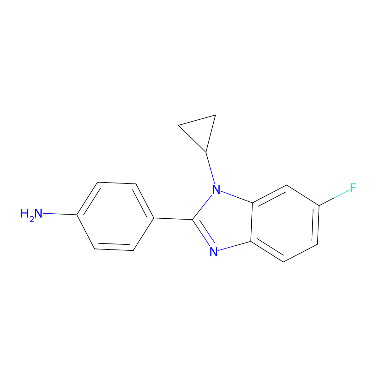 4-(1-cyclopropyl-6-fluoro-1H-1,3-benzodiazol-2-yl)aniline molecular structure, CAS 1354952-46-7