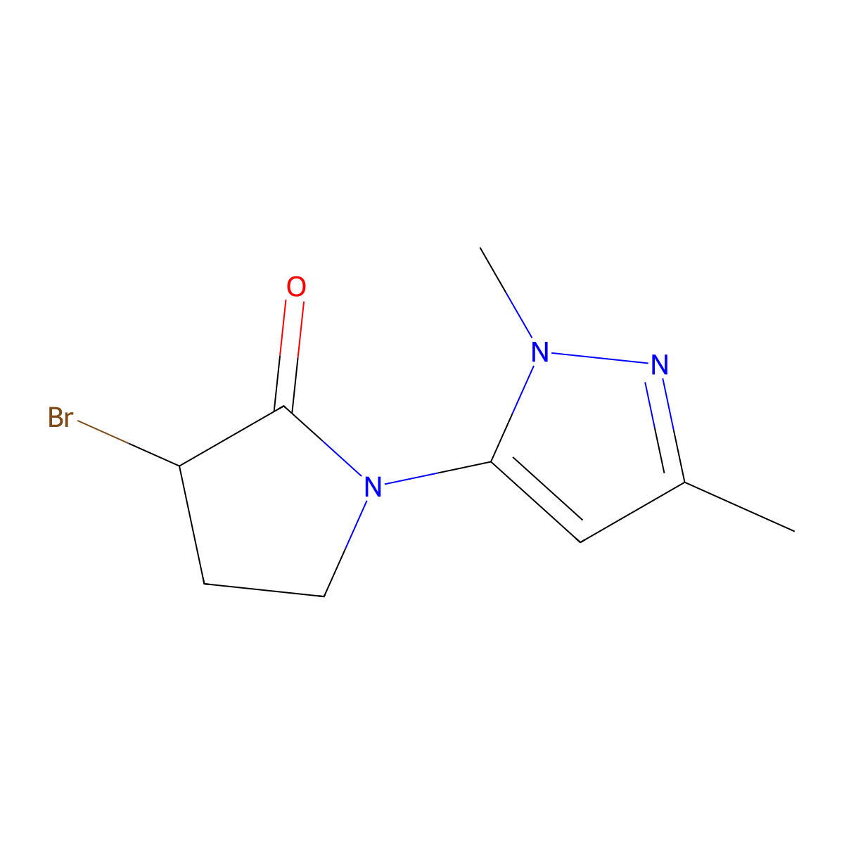 3-bromo-1-(1,3-dimethyl-1H-pyrazol-5-yl)pyrrolidin-2-one molecular structure, CAS 1354952-65-0