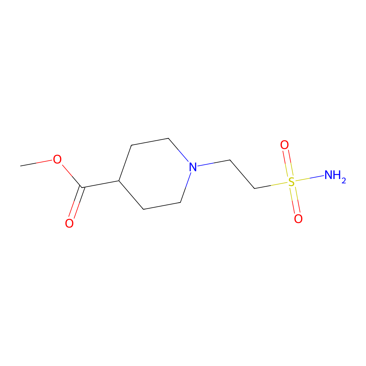 Methyl 1-(2-sulfamoylethyl)piperidine-4-carboxylate molecular structure, CAS 1354952-68-3