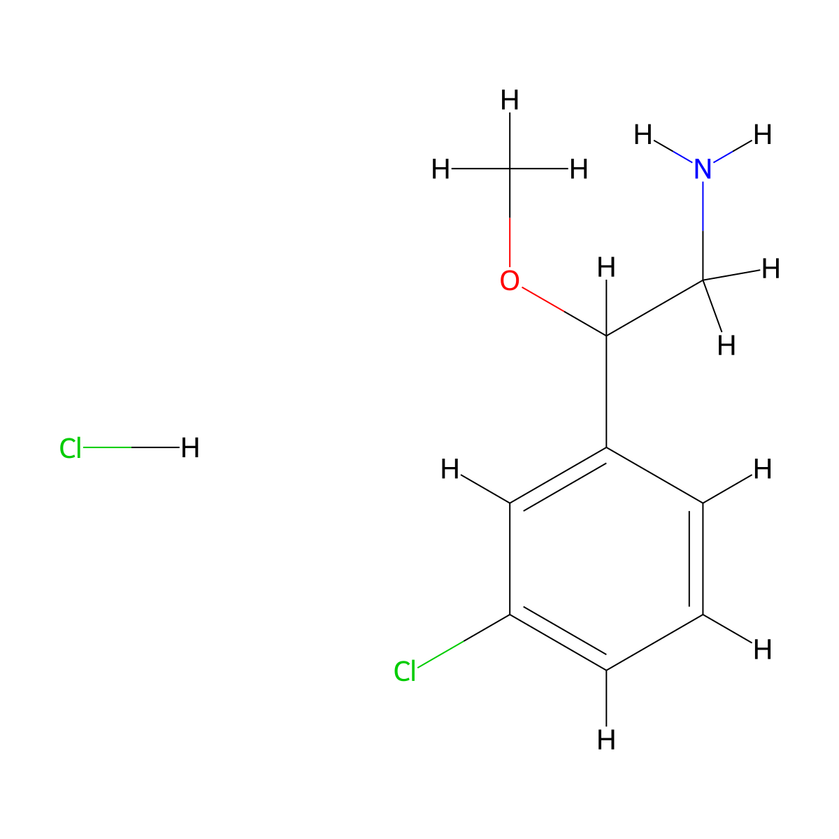 2-(3-Chlorophenyl)-2-methoxyethan-1-amine hydrochloride molecular structure, CAS 1354952-69-4