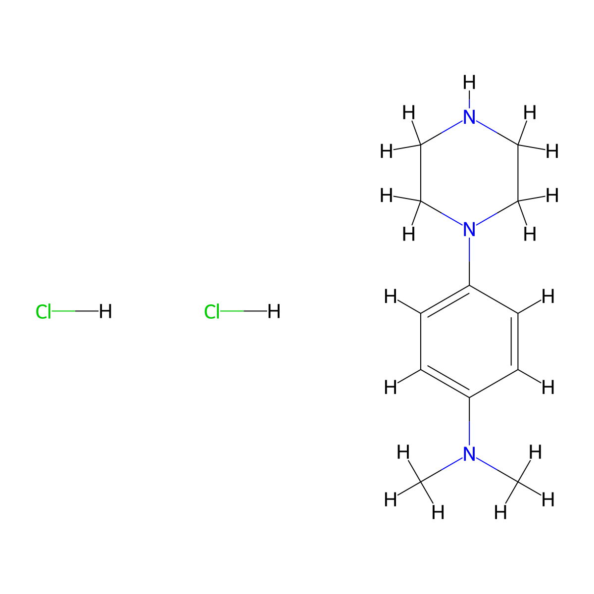 N,N-dimethyl-4-(piperazin-1-yl)aniline dihydrochloride molecular structure, CAS 1354952-71-8