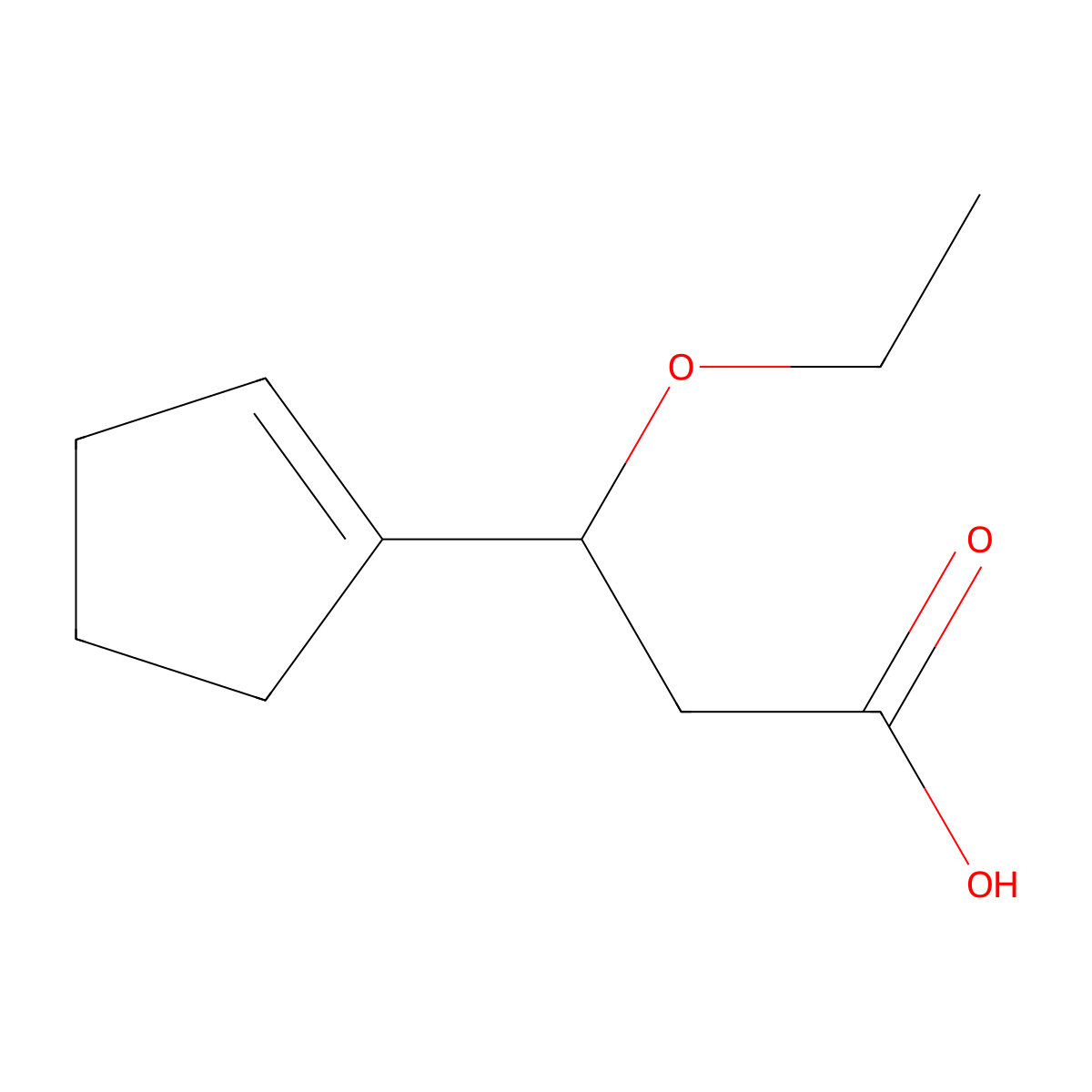 3-(Cyclopent-1-en-1-yl)-3-ethoxypropanoic acid molecular structure, CAS 1354952-75-2