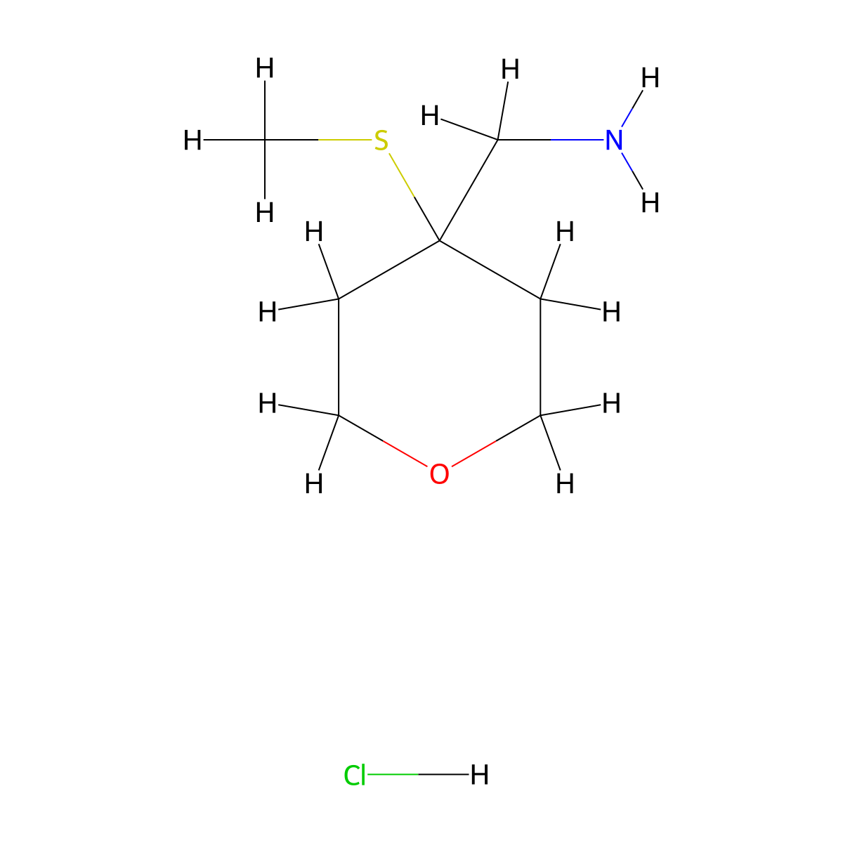 [4-(Methylsulfanyl)oxan-4-yl]methanamine hydrochloride molecular structure, CAS 1354952-89-8