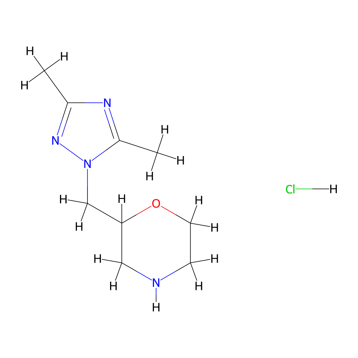 2-[(dimethyl-1H-1,2,4-triazol-1-yl)methyl]morpholine hydrochloride molecular structure, CAS 1354952-90-1