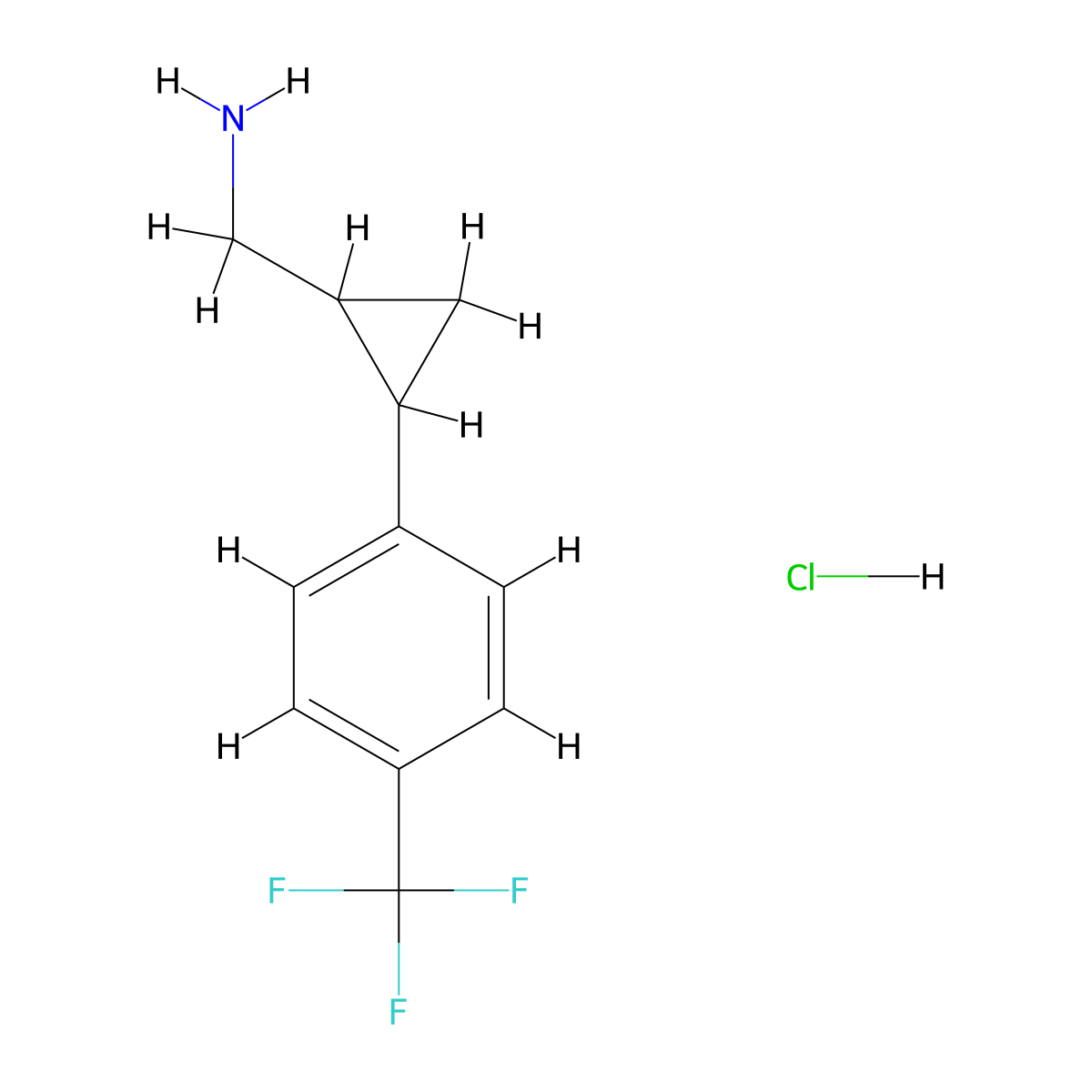 {2-[4-(Trifluoromethyl)phenyl]cyclopropyl}methanamine hydrochloride molecular structure, CAS 1354952-92-3