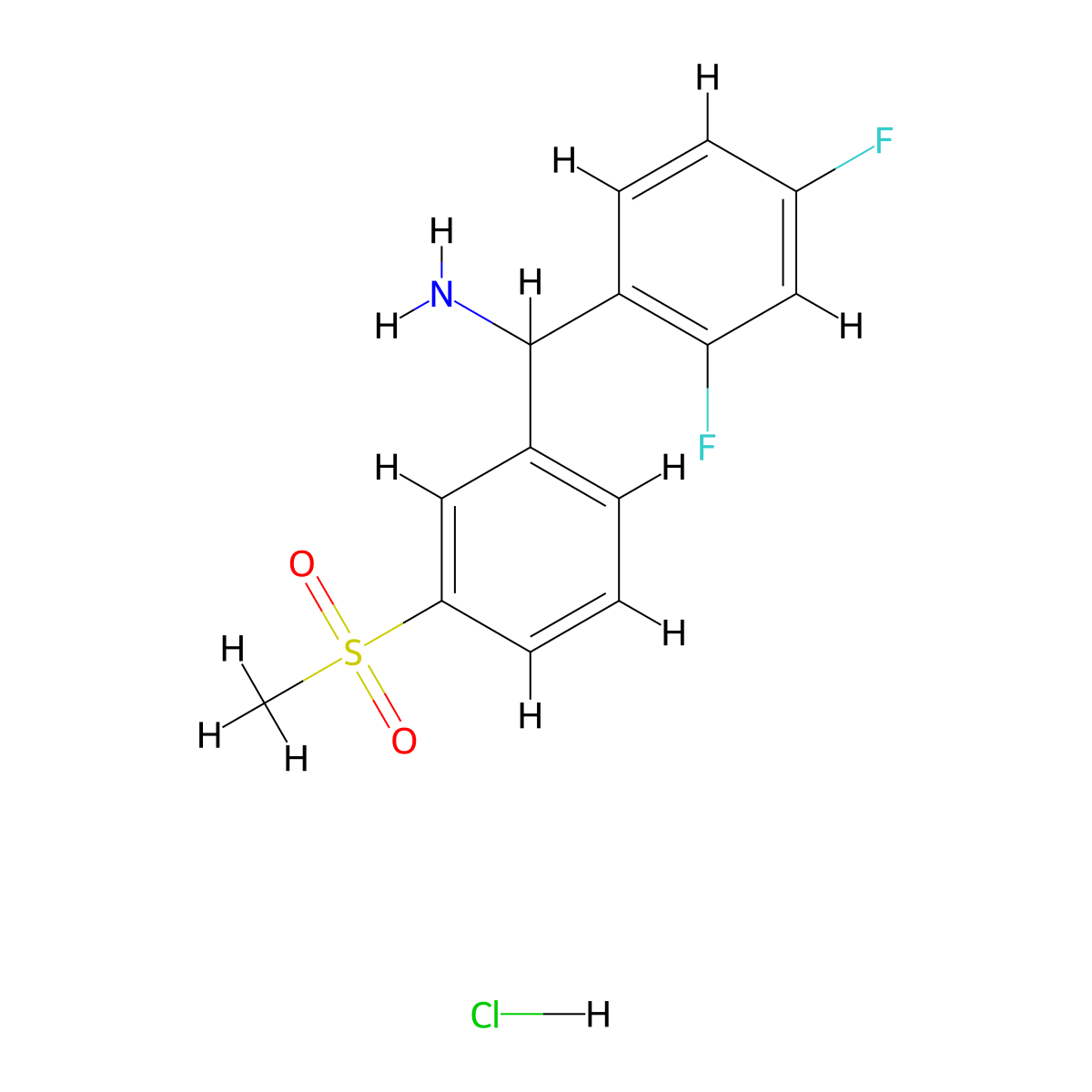 (2,4-Difluorophenyl)(3-methanesulfonylphenyl)methanamine hydrochloride molecular structure, CAS 1354952-95-6