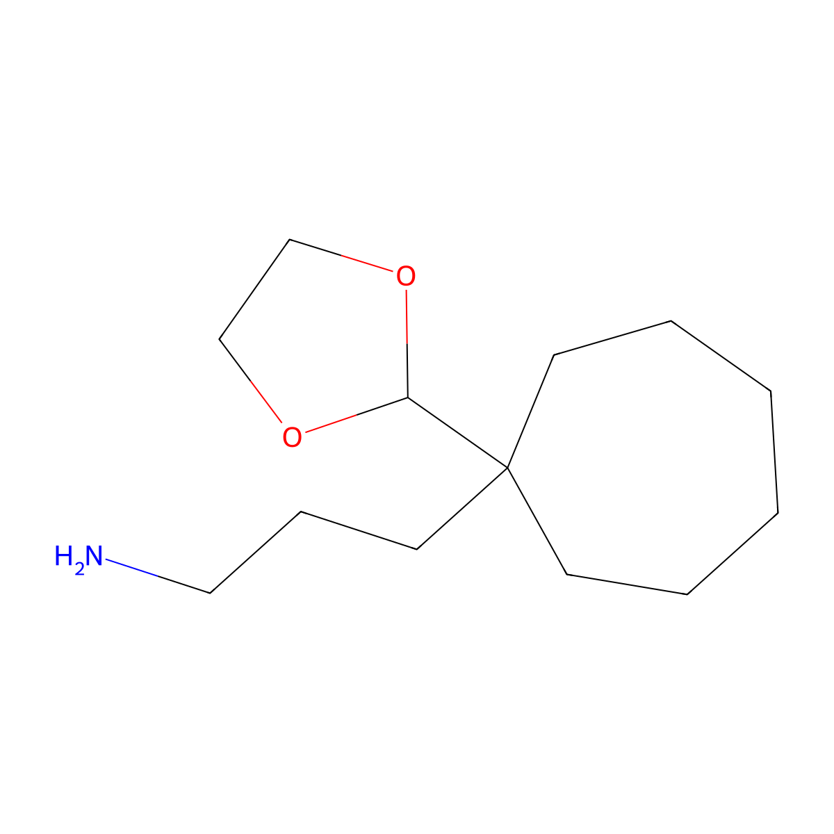 Cycloheptanepropanamine, 1-(1,3-dioxolan-2-yl)- molecular structure, CAS 1354952-97-8