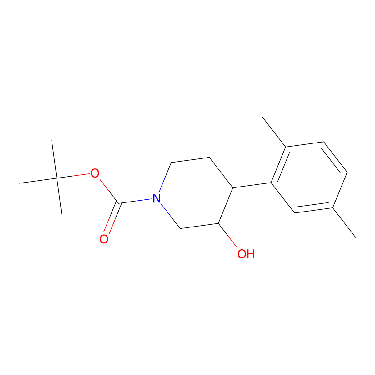 Tert-butyl 4-(2,5-dimethylphenyl)-3-hydroxypiperidine-1-carboxylate molecular structure, CAS 1354953-02-8
