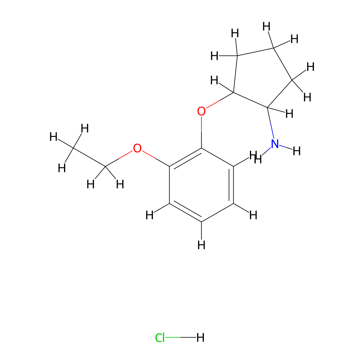 2-(2-Ethoxyphenoxy)cyclopentan-1-amine hydrochloride molecular structure, CAS 1354953-03-9