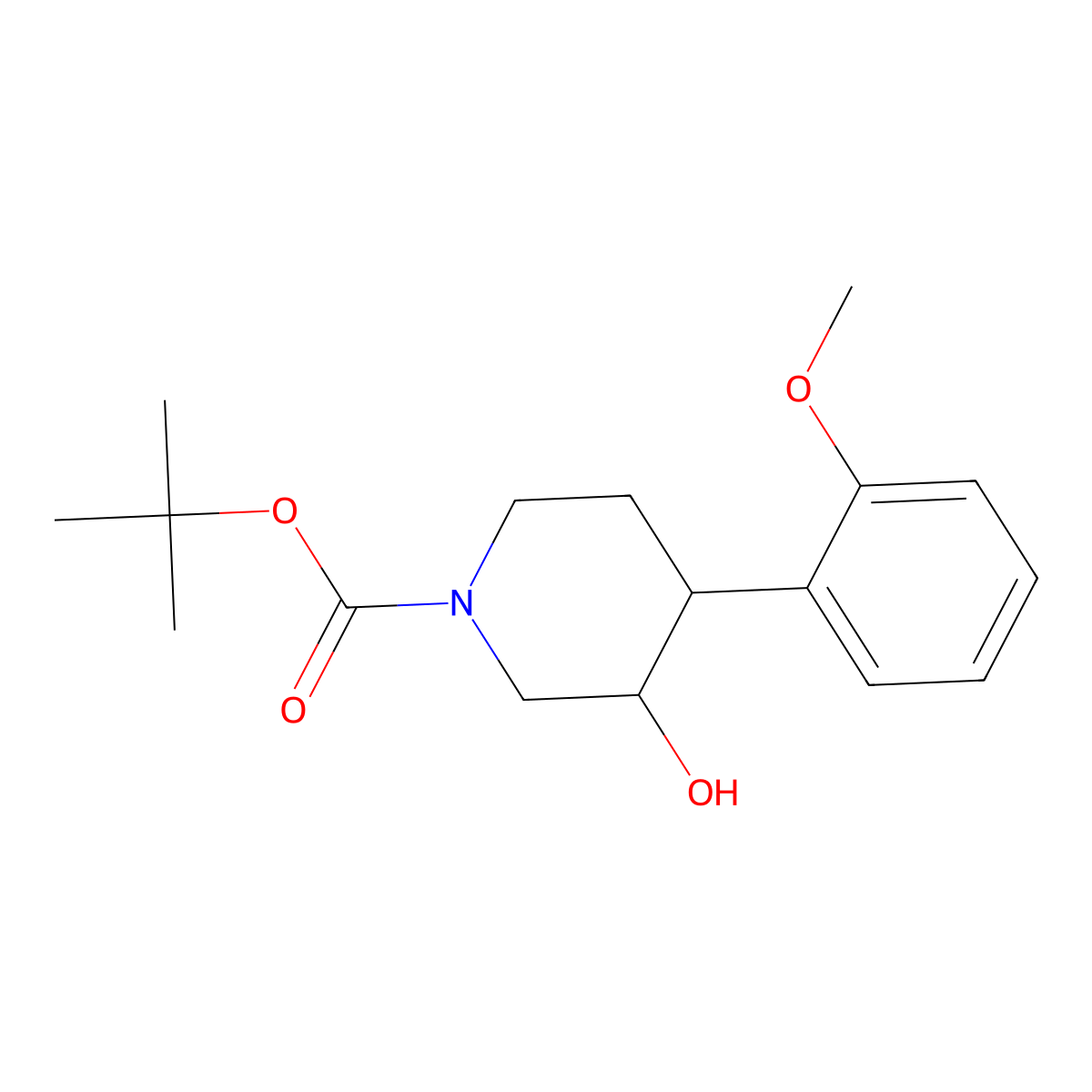 Tert-butyl 3-hydroxy-4-(2-methoxyphenyl)piperidine-1-carboxylate molecular structure, CAS 1354953-15-3