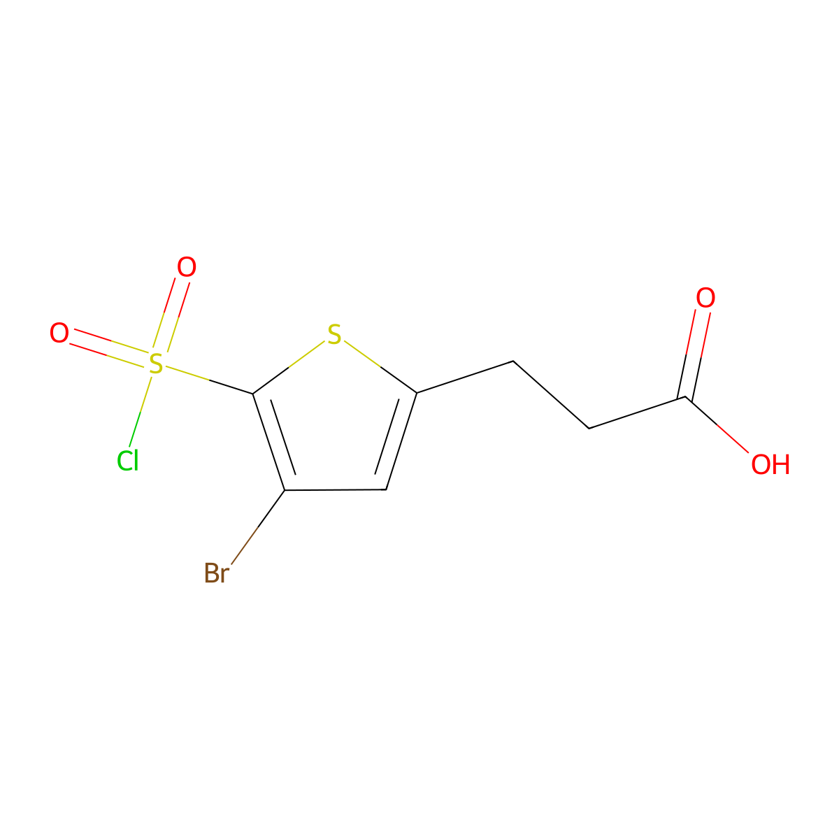 3-[4-Bromo-5-(chlorosulfonyl)thiophen-2-yl]propanoic acid molecular structure, CAS 1354953-19-7