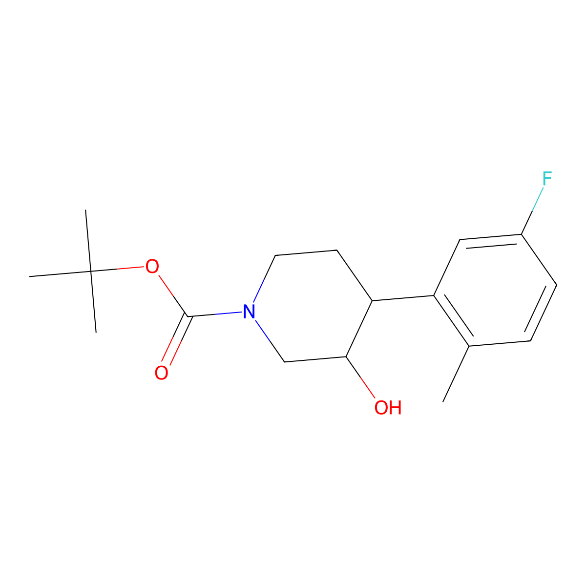 Tert-butyl 4-(5-fluoro-2-methylphenyl)-3-hydroxypiperidine-1-carboxylate molecular structure, CAS 1354953-20-0