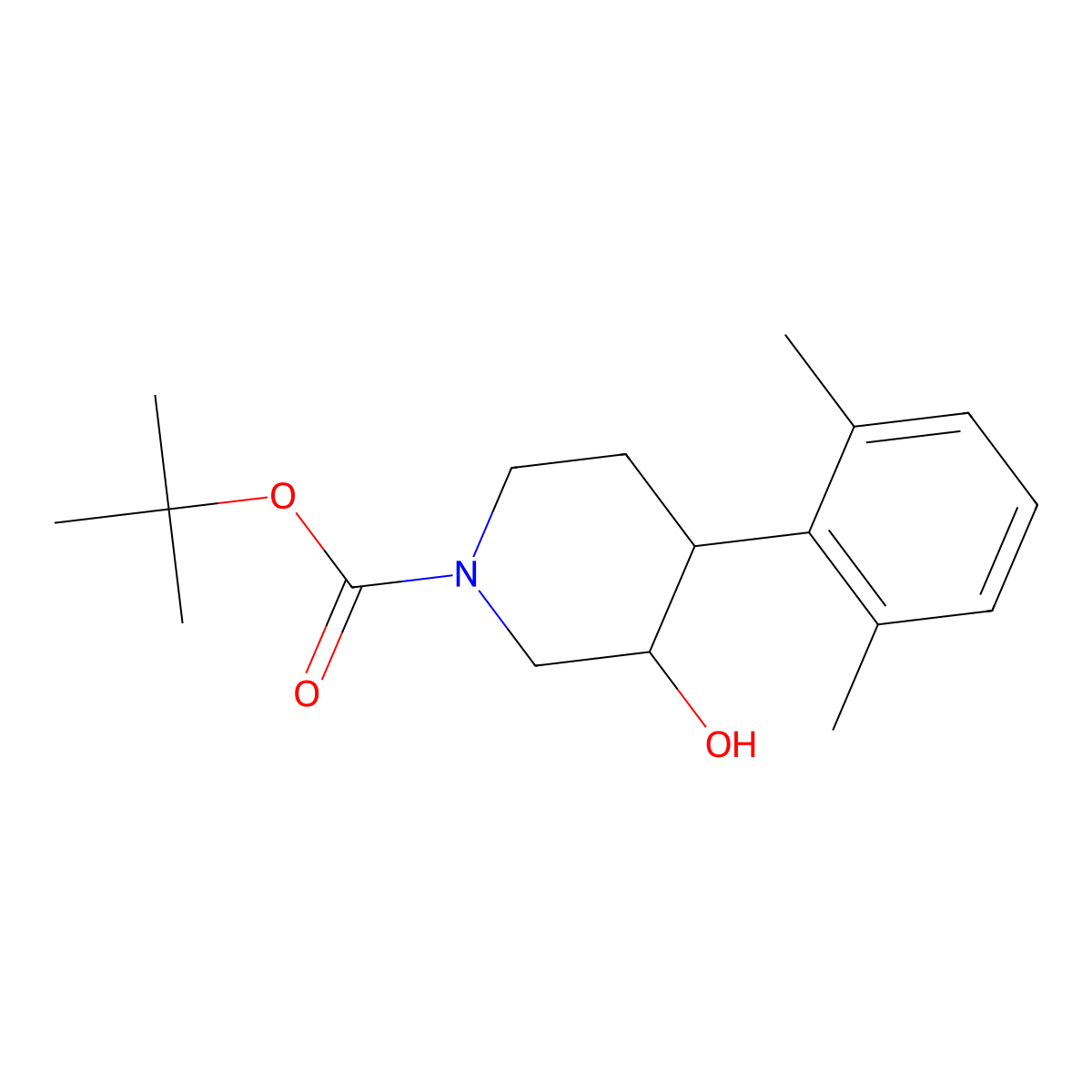 Tert-butyl 4-(2,6-dimethylphenyl)-3-hydroxypiperidine-1-carboxylate molecular structure, CAS 1354953-24-4