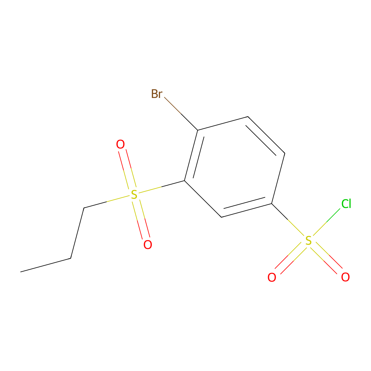4-Bromo-3-(propane-1-sulfonyl)benzene-1-sulfonyl chloride molecular structure, CAS 1354953-29-9