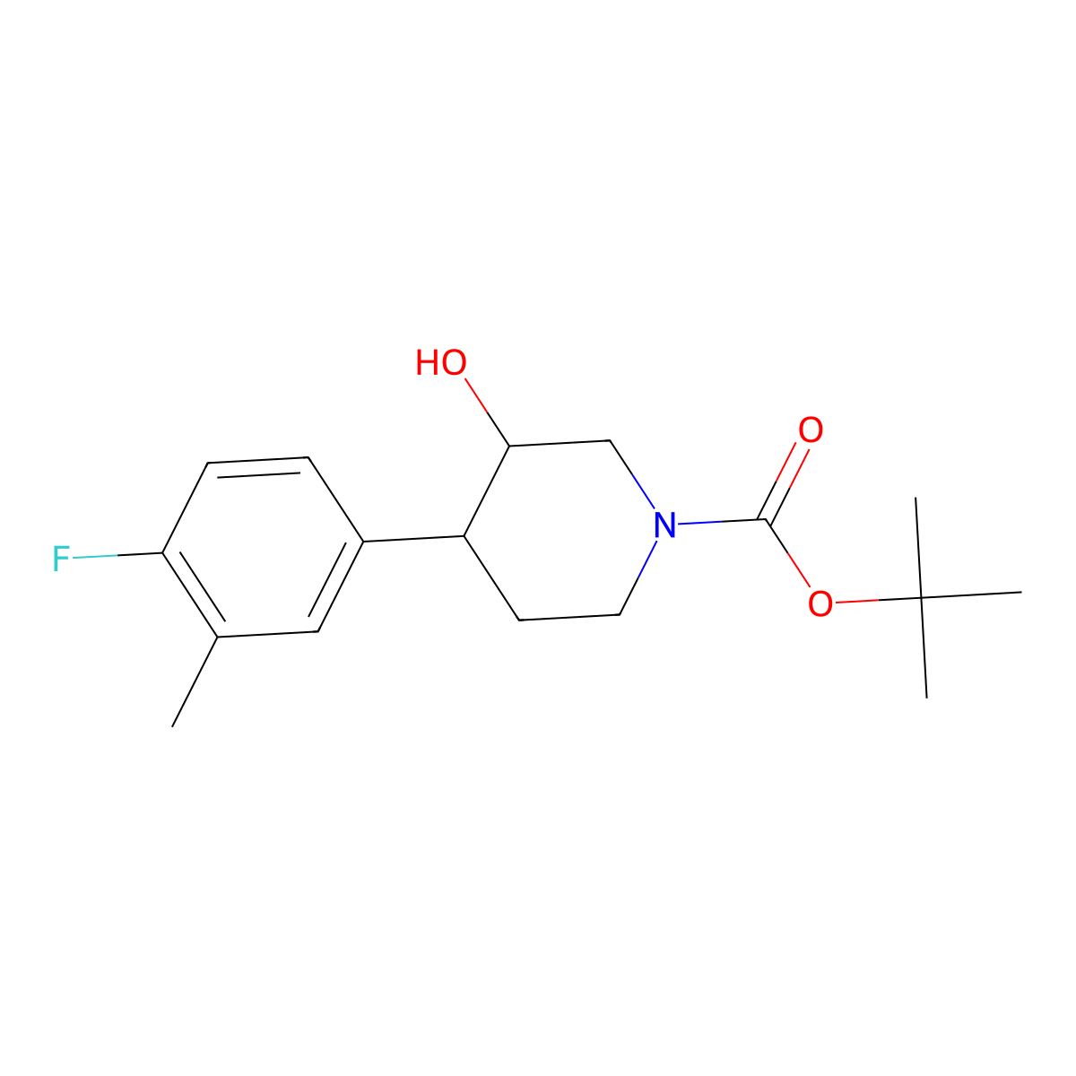 Tert-butyl 4-(4-fluoro-3-methylphenyl)-3-hydroxypiperidine-1-carboxylate molecular structure, CAS 1354953-31-3