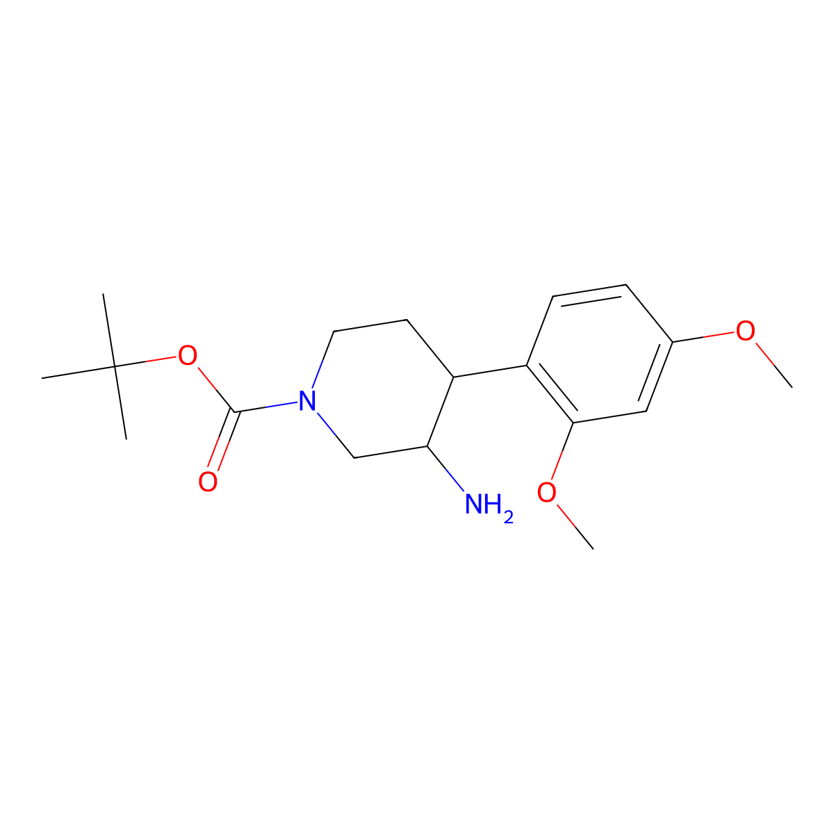 Tert-butyl 3-amino-4-(2,4-dimethoxyphenyl)piperidine-1-carboxylate molecular structure, CAS 1354953-34-6