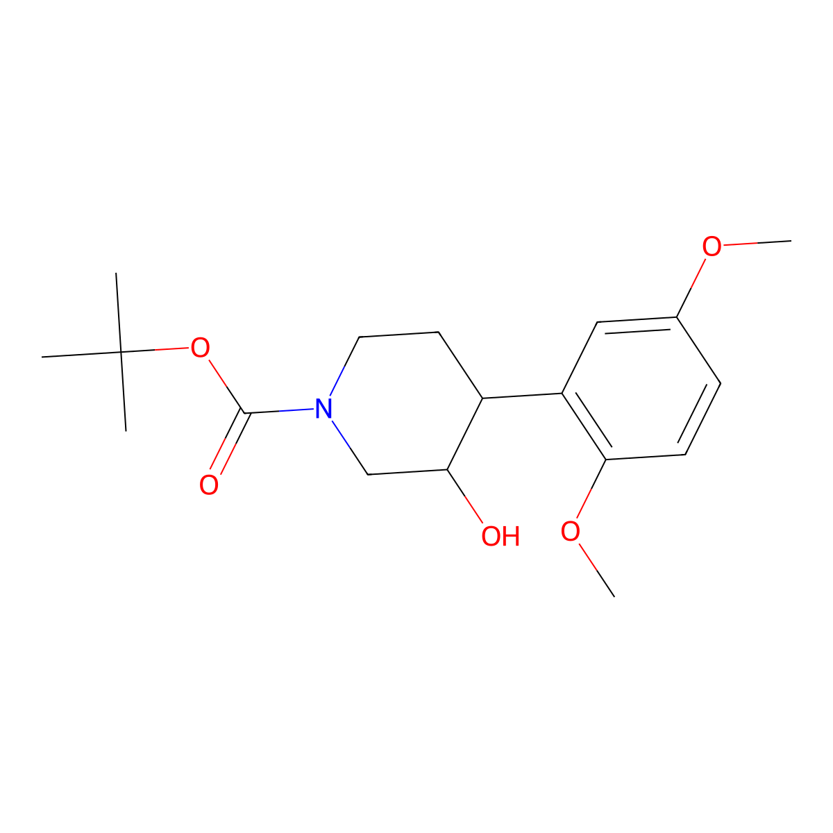 Tert-butyl 4-(2,5-dimethoxyphenyl)-3-hydroxypiperidine-1-carboxylate molecular structure, CAS 1354953-38-0