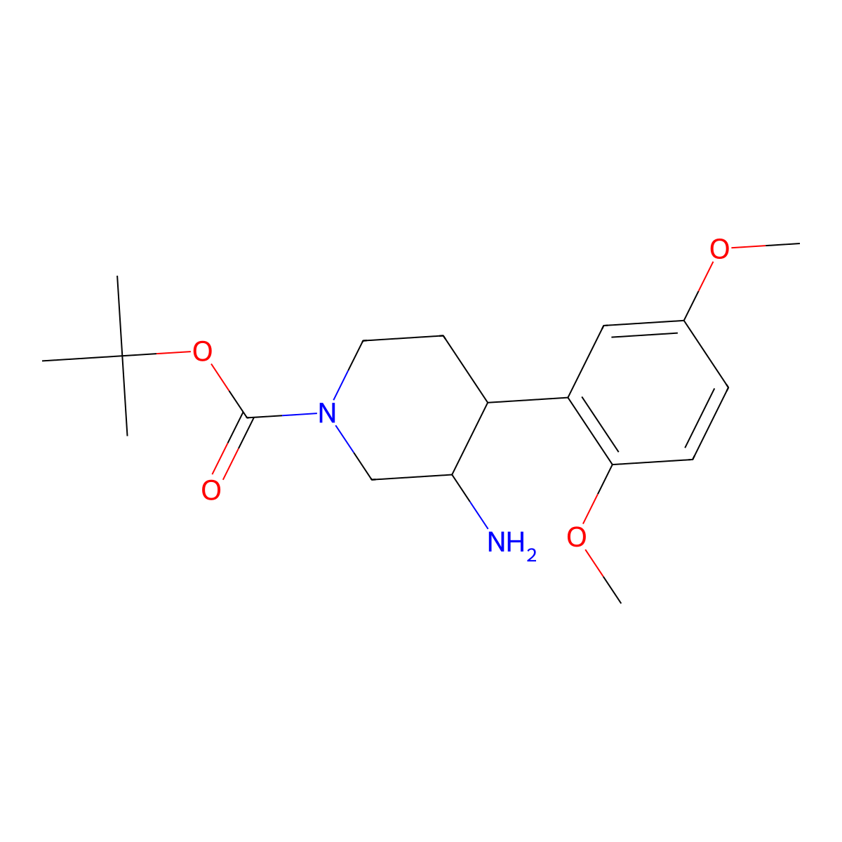 Tert-butyl 3-amino-4-(2,5-dimethoxyphenyl)piperidine-1-carboxylate molecular structure, CAS 1354953-41-5