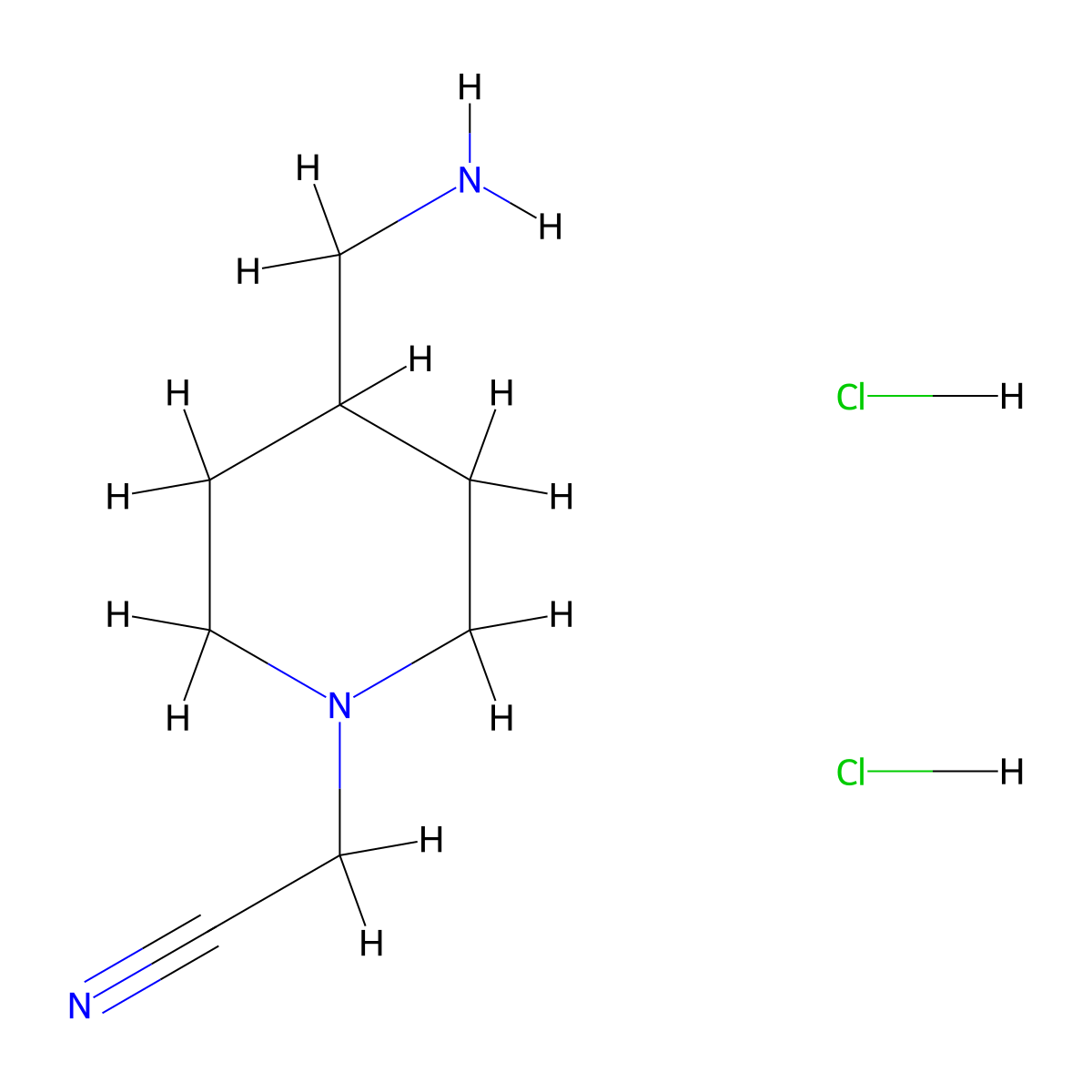 2-[4-(Aminomethyl)piperidin-1-yl]acetonitrile dihydrochloride molecular structure, CAS 1354953-43-7