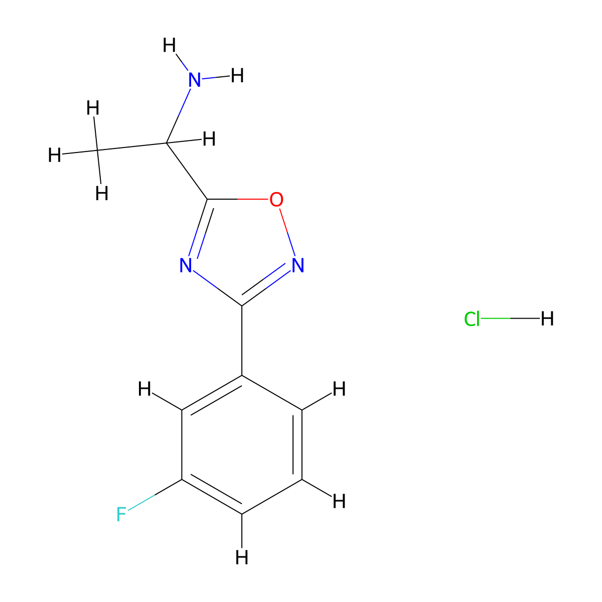 1-[3-(3-Fluorophenyl)-1,2,4-oxadiazol-5-yl]ethan-1-amine hydrochloride molecular structure, CAS 1354953-44-8