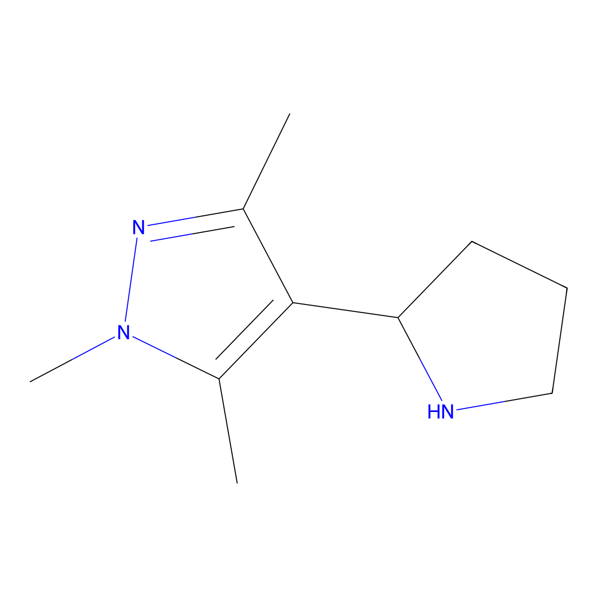 1,3,5-trimethyl-4-(pyrrolidin-2-yl)-1H-pyrazole molecular structure, CAS 1354953-49-3