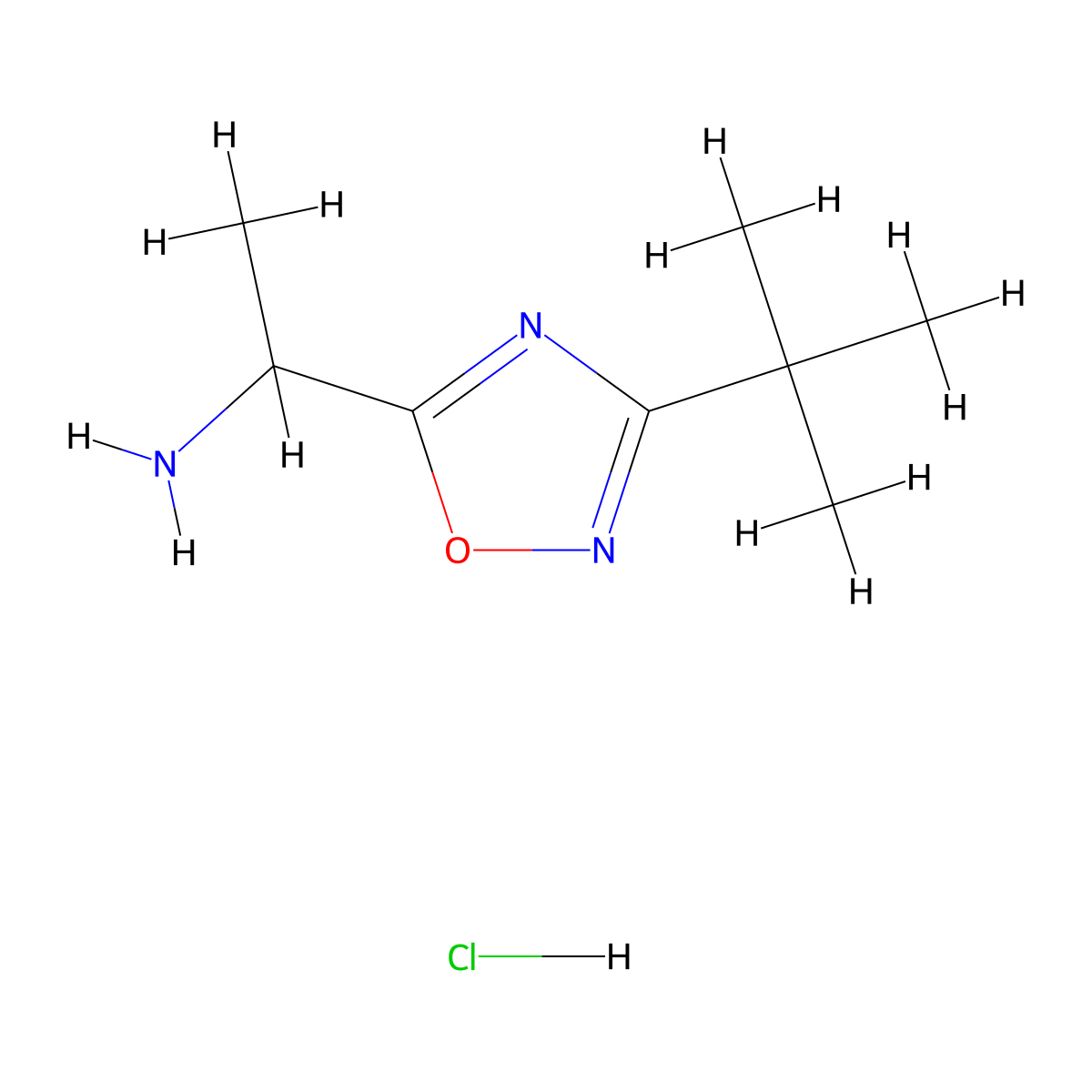 1-(3-Tert-butyl-1,2,4-oxadiazol-5-yl)ethan-1-amine hydrochloride molecular structure, CAS 1354953-52-8