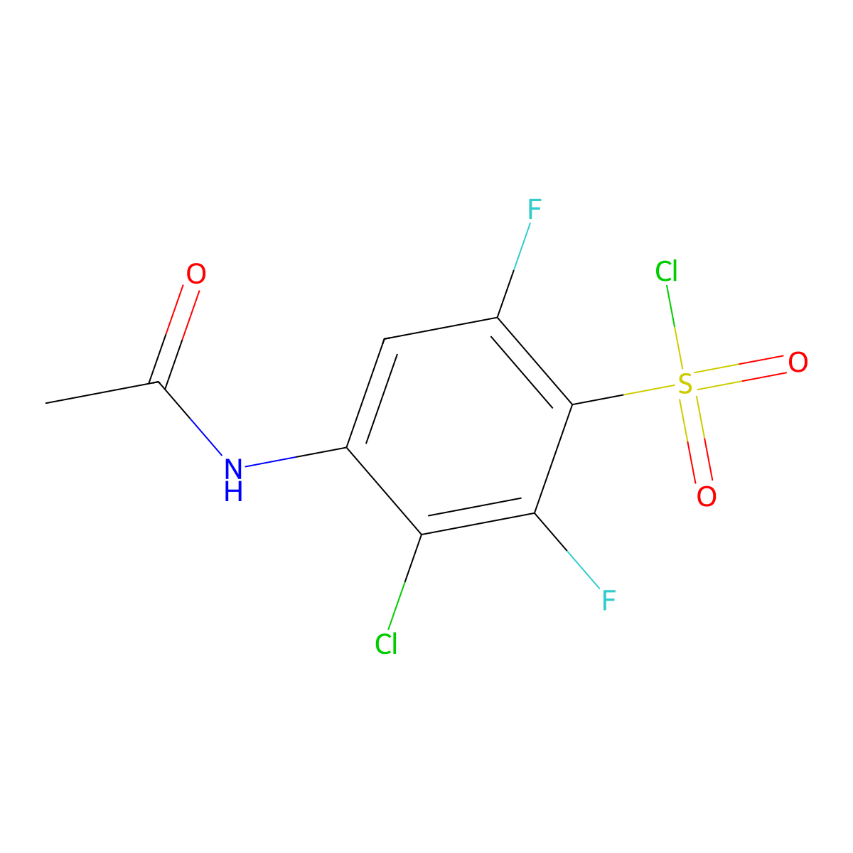 3-Chloro-4-acetamido-2,6-difluorobenzene-1-sulfonyl chloride molecular structure, CAS 1354953-80-2