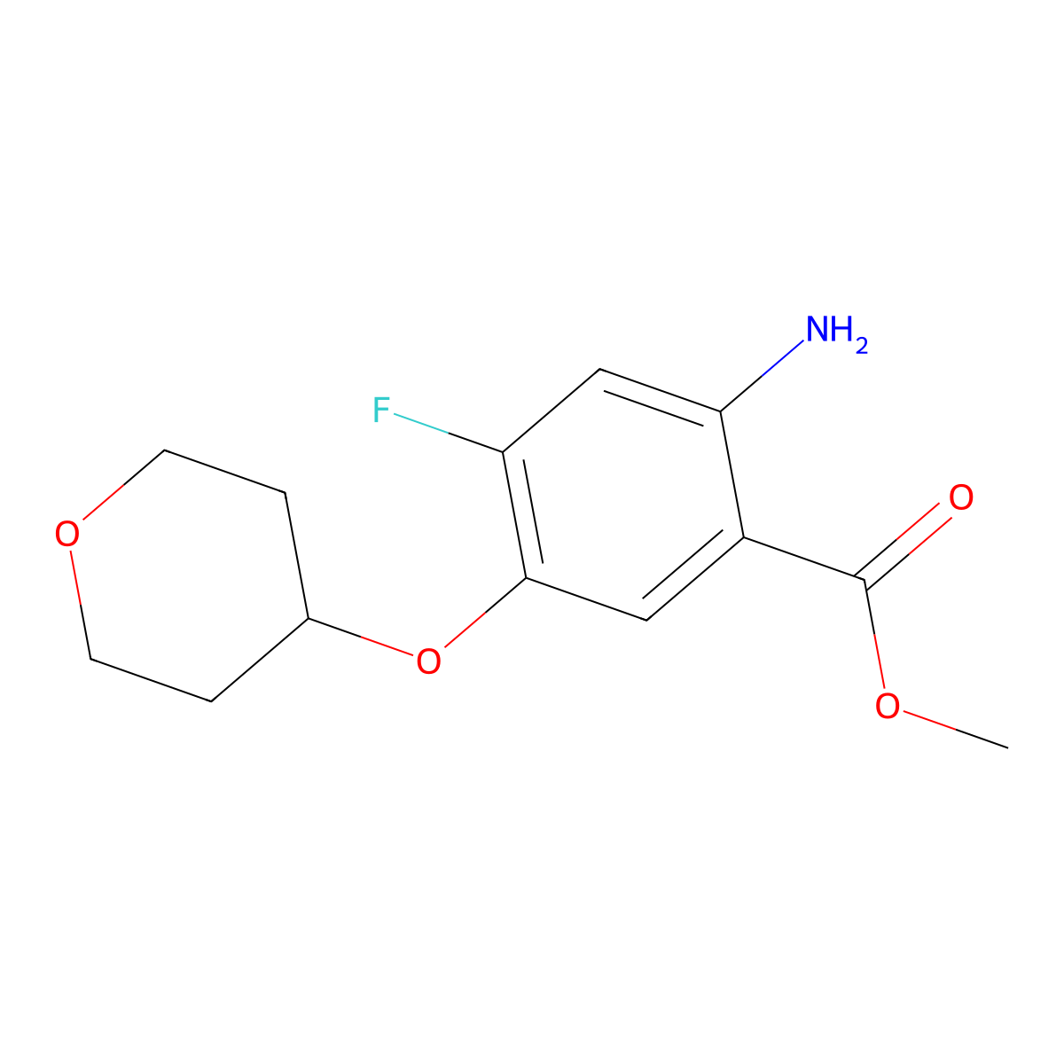 Methyl 2-amino-4-fluoro-5-(oxan-4-yloxy)benzoate molecular structure, CAS 1354953-82-4