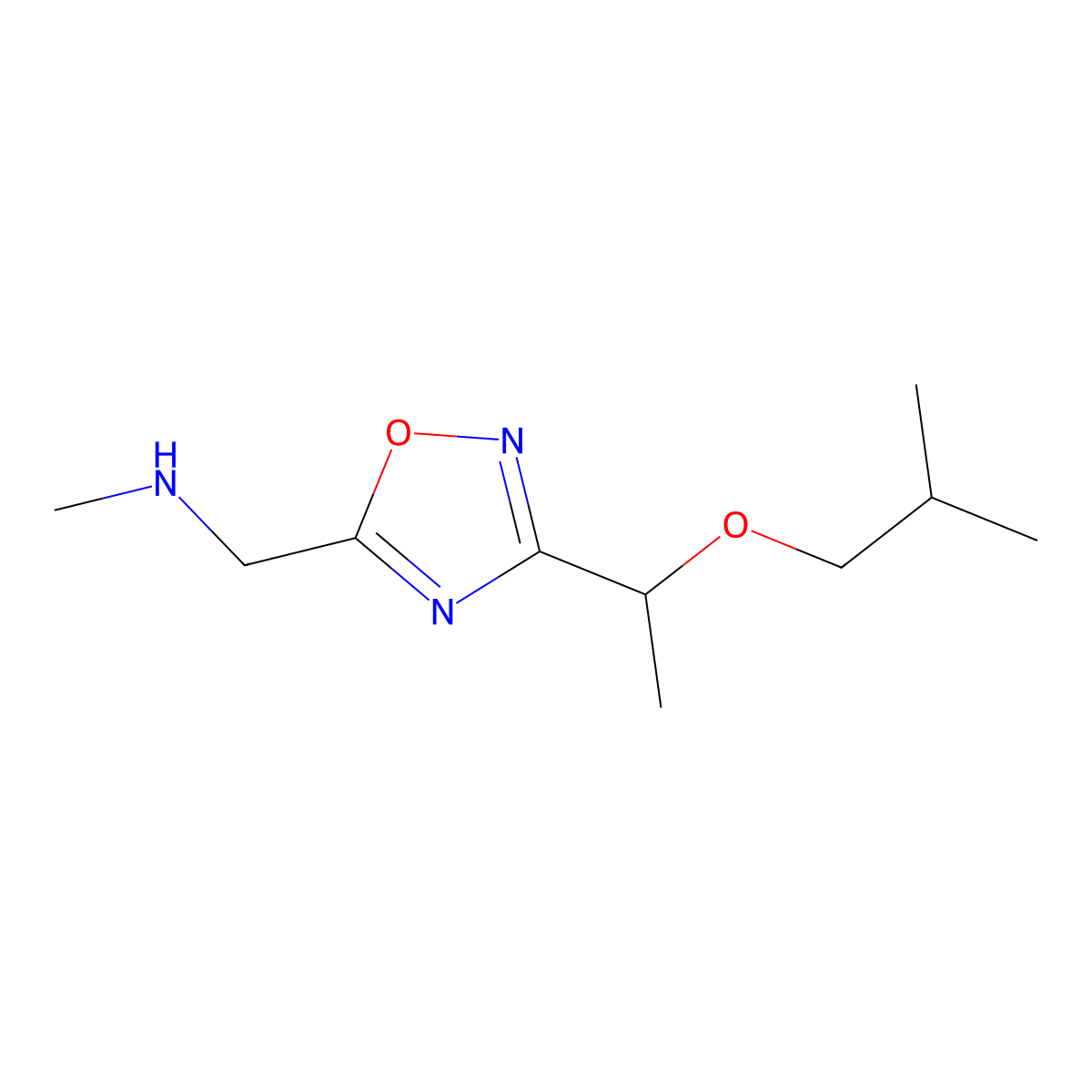 Methyl({3-[1-(2-methylpropoxy)ethyl]-1,2,4-oxadiazol-5-yl}methyl)amine molecular structure, CAS 1354953-88-0
