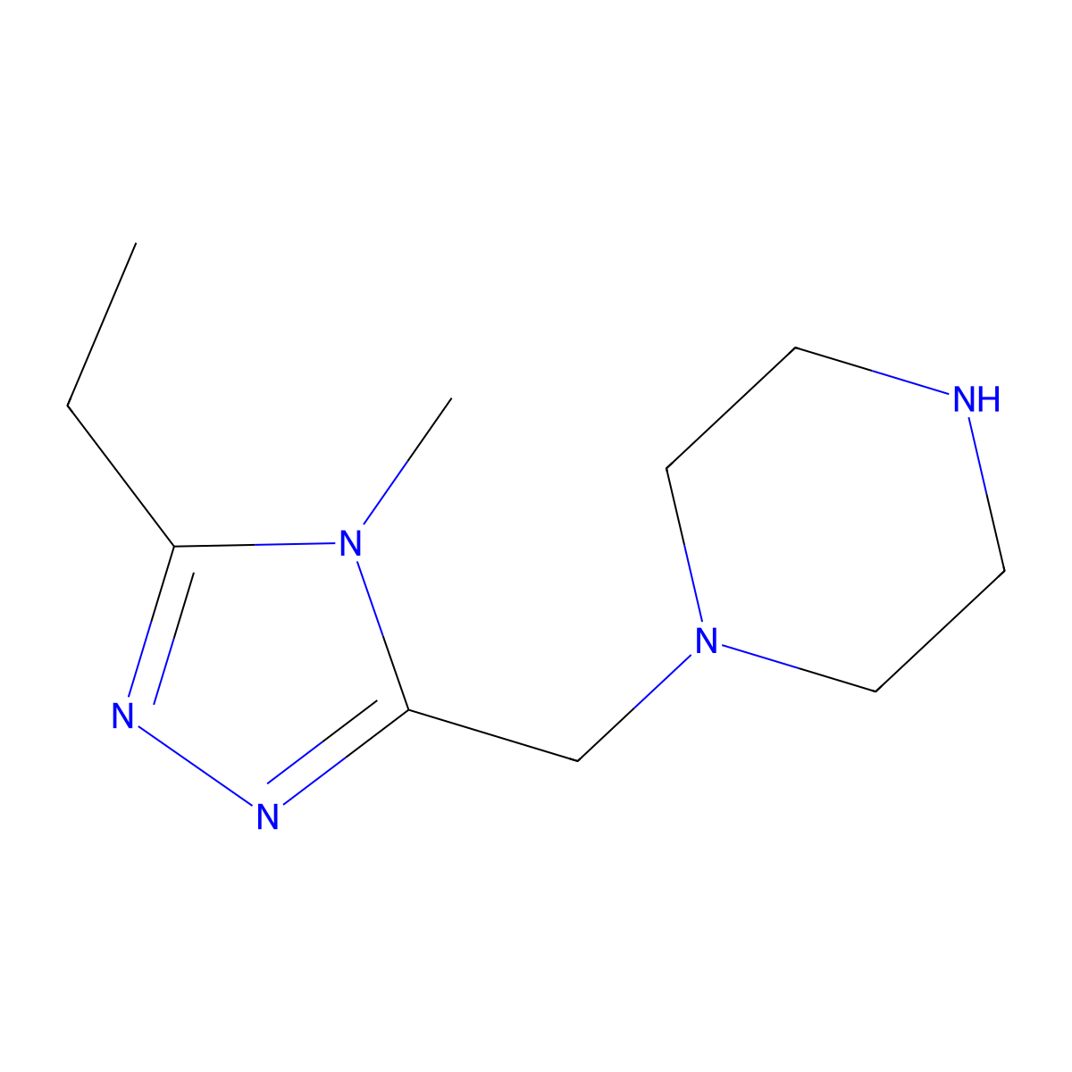1-[(5-ethyl-4-methyl-4H-1,2,4-triazol-3-yl)methyl]piperazine molecular structure, CAS 1354954-06-5