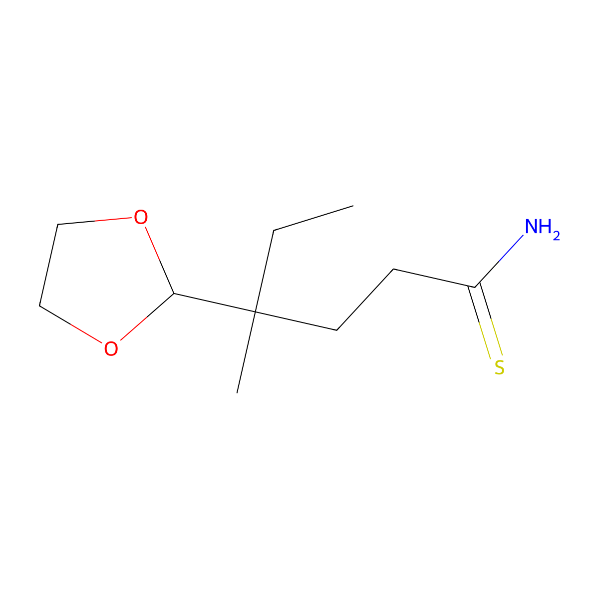 4-(1,3-Dioxolan-2-yl)-4-methylhexanethioamide molecular structure, CAS 1354954-16-7
