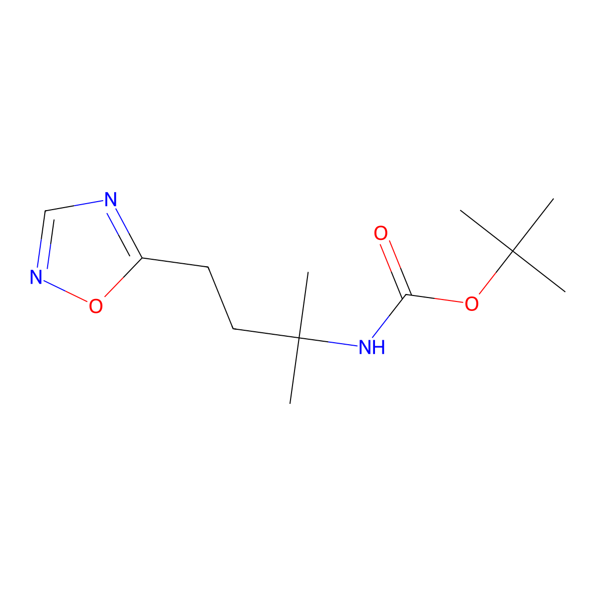 tert-butyl N-[2-methyl-4-(1,2,4-oxadiazol-5-yl)butan-2-yl]carbamate molecular structure, CAS 1354954-19-0