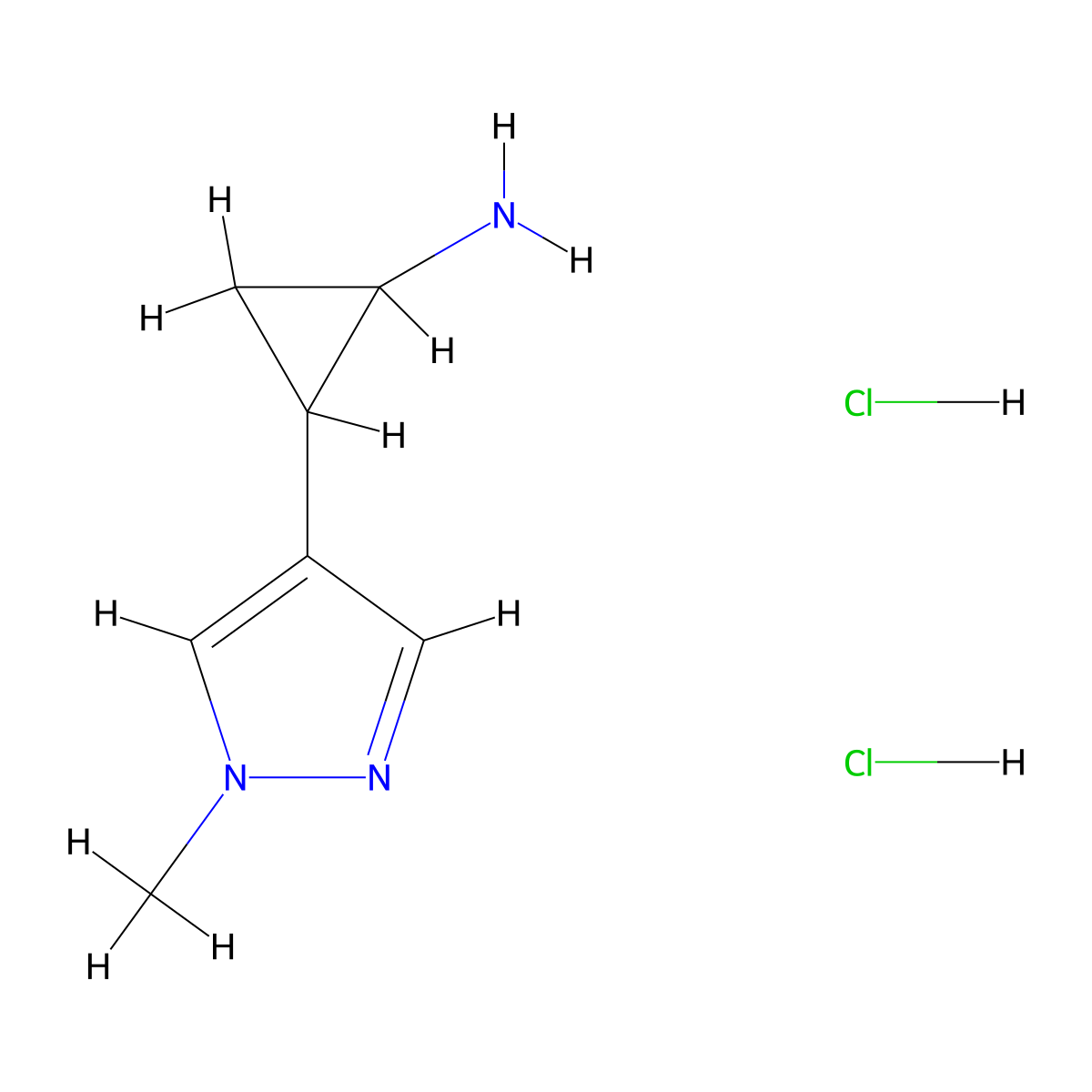 2-(1-methyl-1H-pyrazol-4-yl)cyclopropan-1-amine dihydrochloride molecular structure, CAS 1354954-26-9