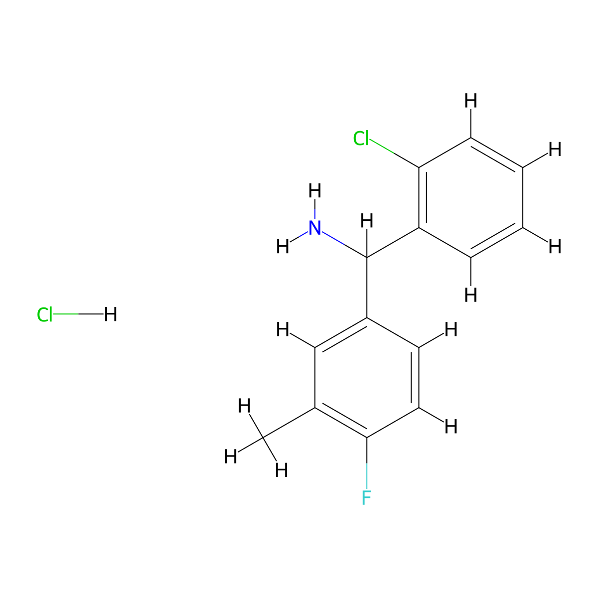 (2-Chlorophenyl)(4-fluoro-3-methylphenyl)methanamine hydrochloride molecular structure, CAS 1354954-28-1