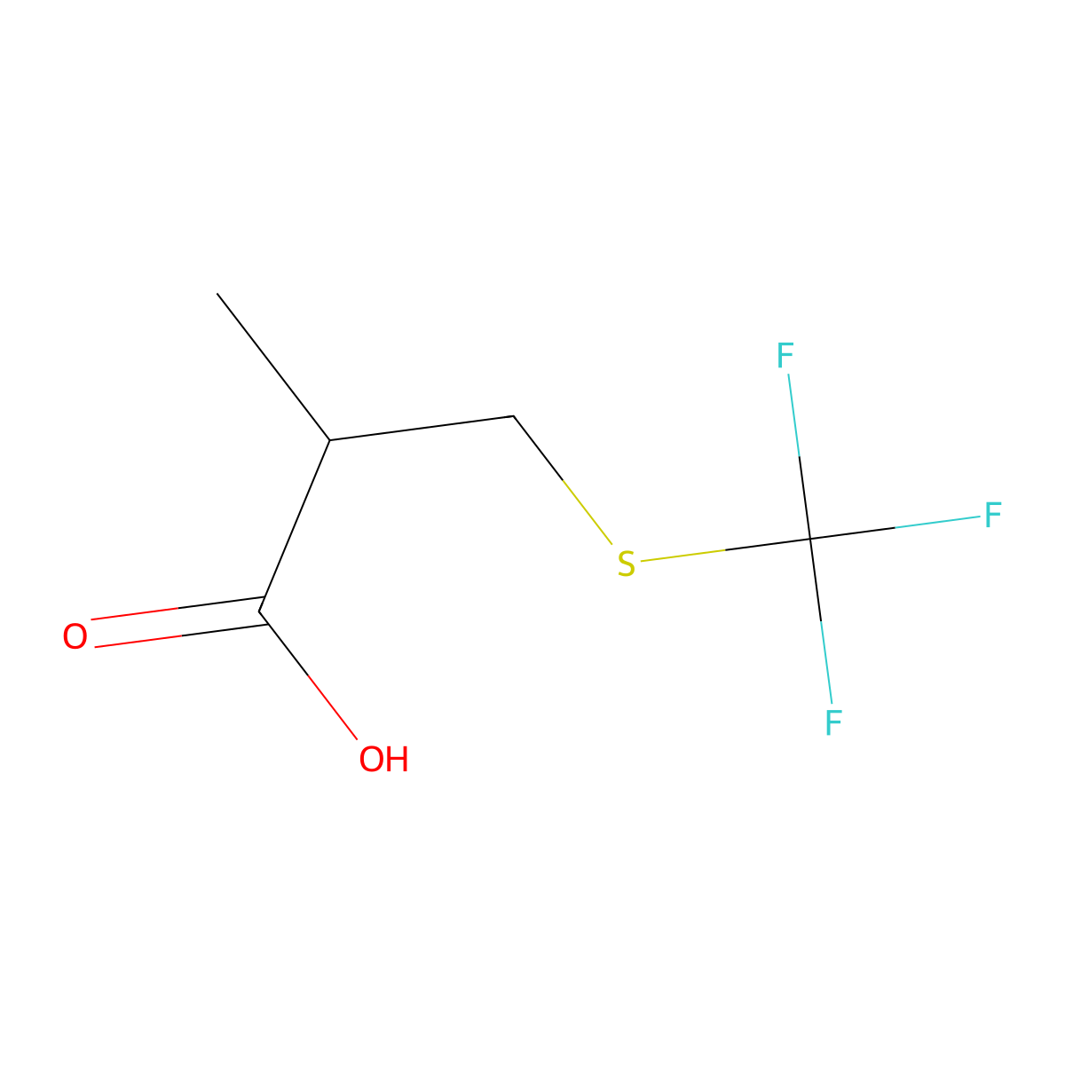 2-Methyl-3-[(trifluoromethyl)sulfanyl]propanoic acid molecular structure, CAS 1354954-31-6