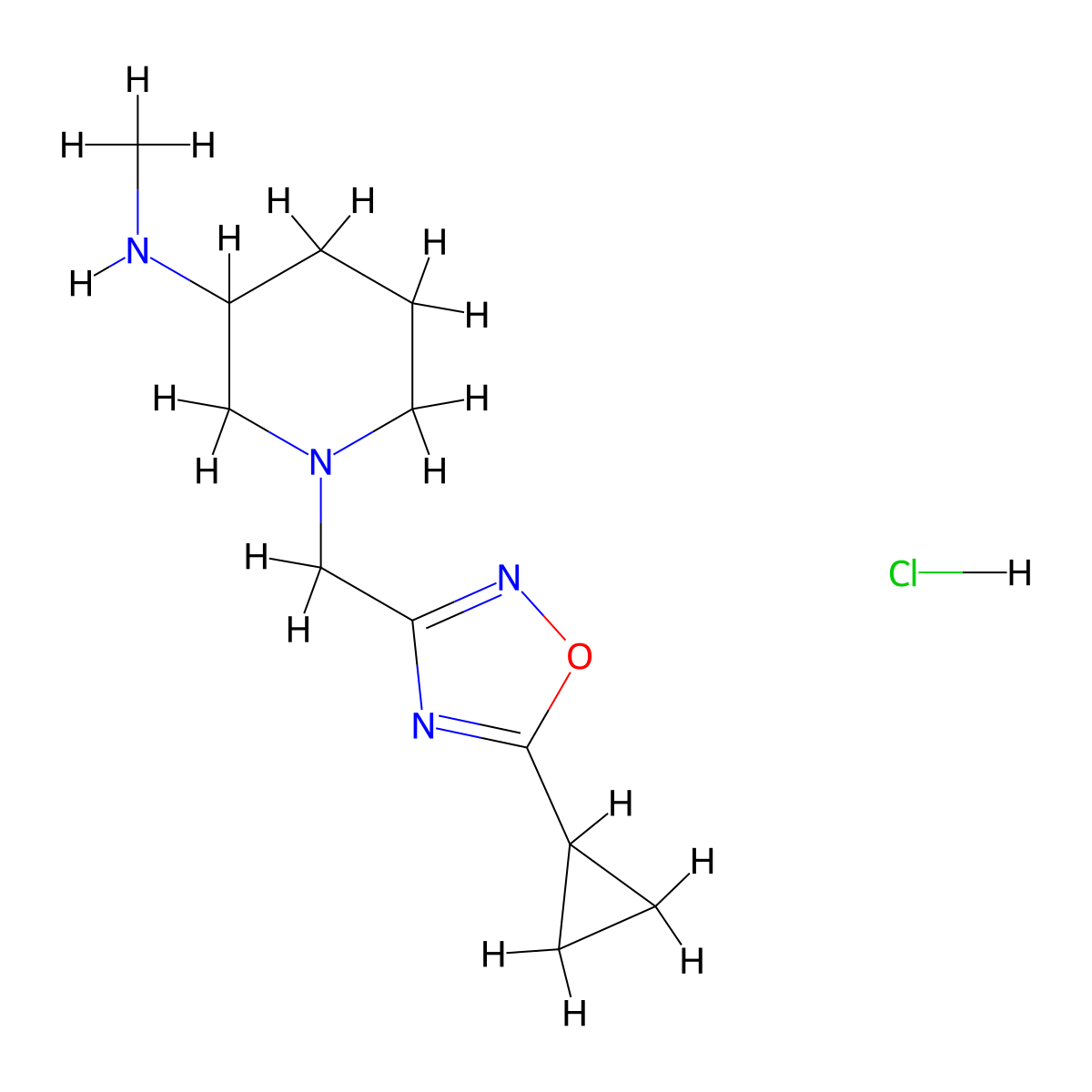 1-[(5-cyclopropyl-1,2,4-oxadiazol-3-yl)methyl]-N-methylpiperidin-3-amine hydrochloride molecular structure, CAS 1354954-33-8