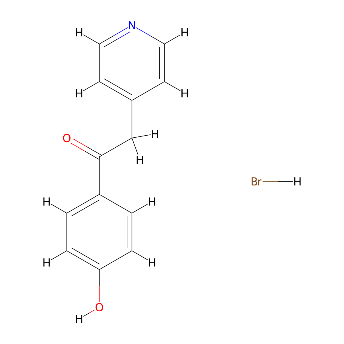 1-(4-Hydroxyphenyl)-2-(pyridin-4-yl)ethan-1-one hydrobromide molecular structure, CAS 1354954-46-3