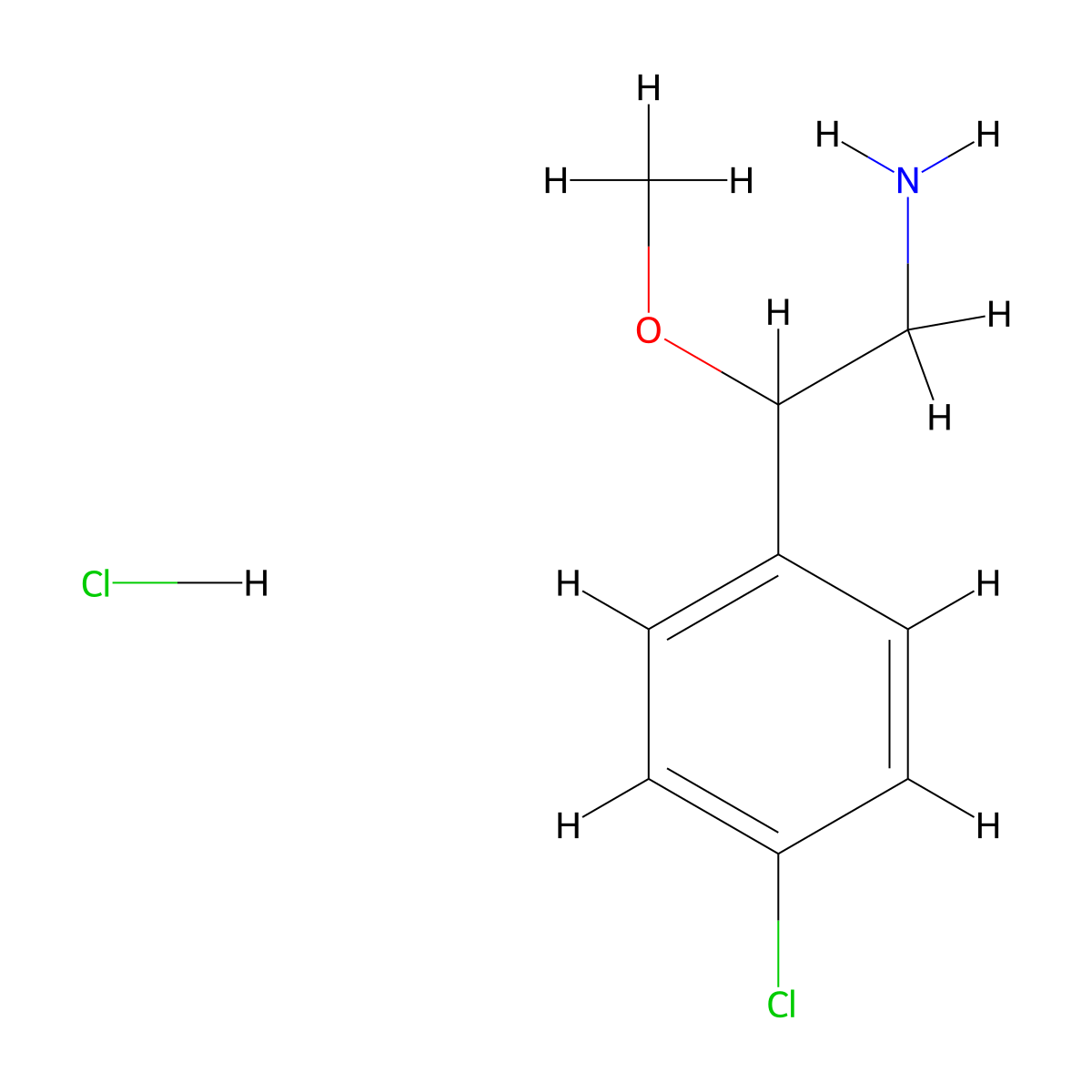 2-(4-Chlorophenyl)-2-methoxyethan-1-amine hydrochloride molecular structure, CAS 1354954-51-0