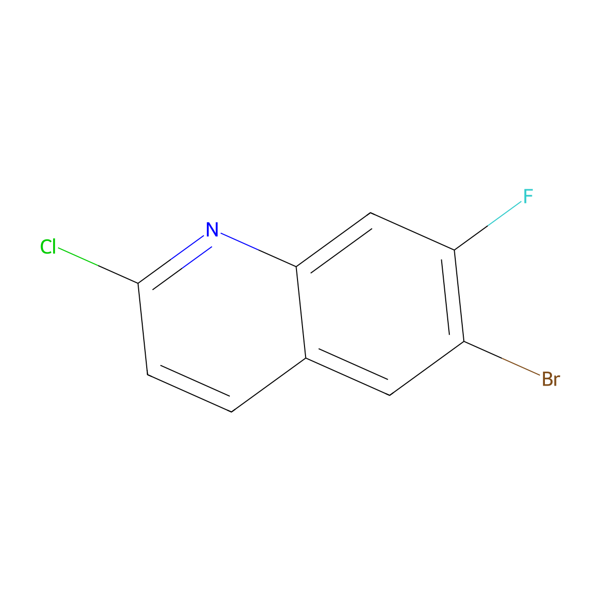 6-Bromo-2-chloro-7-fluoroquinoline molecular structure, CAS 1354954-57-6