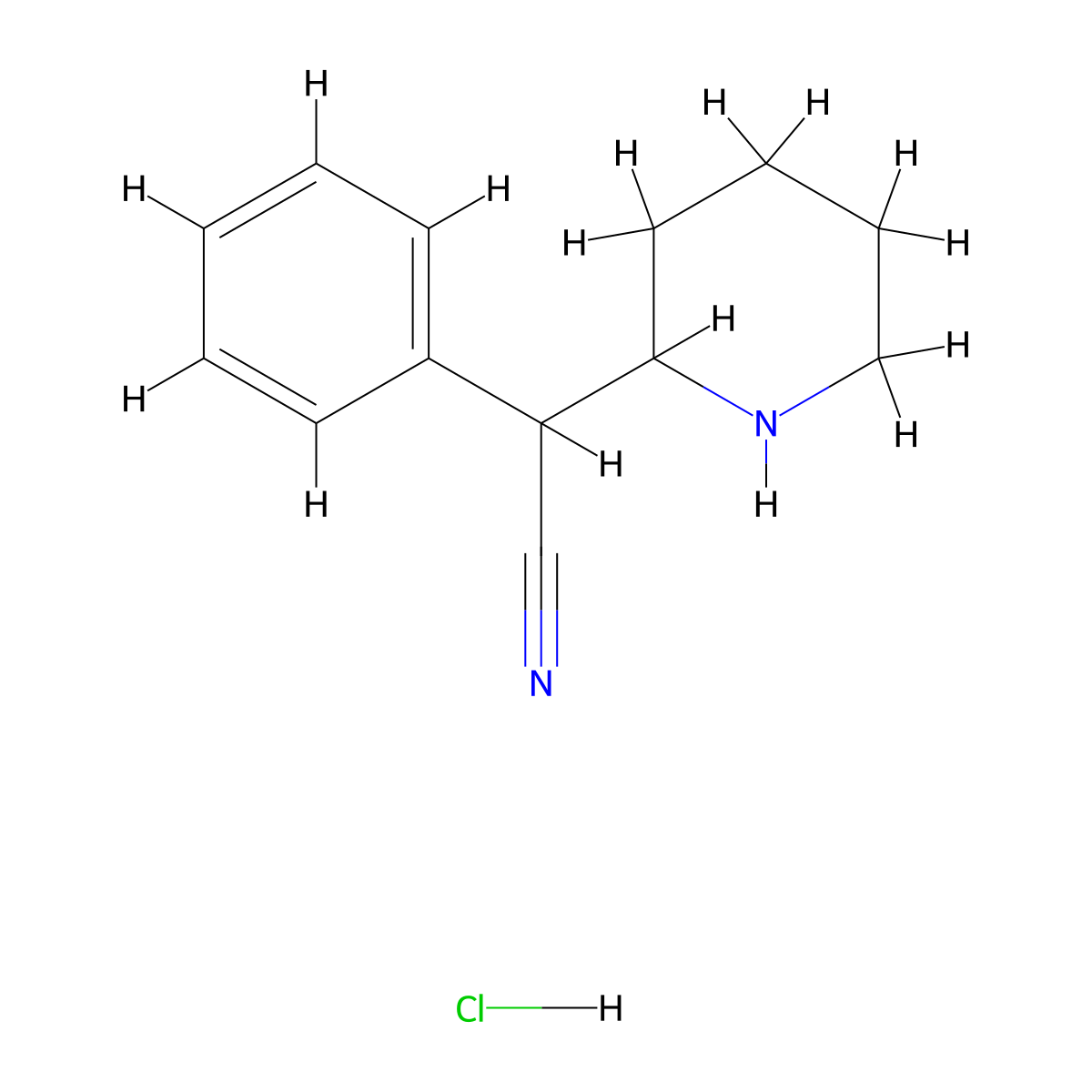 2-Phenyl-2-(piperidin-2-yl)acetonitrile hydrochloride molecular structure, CAS 1354954-60-1