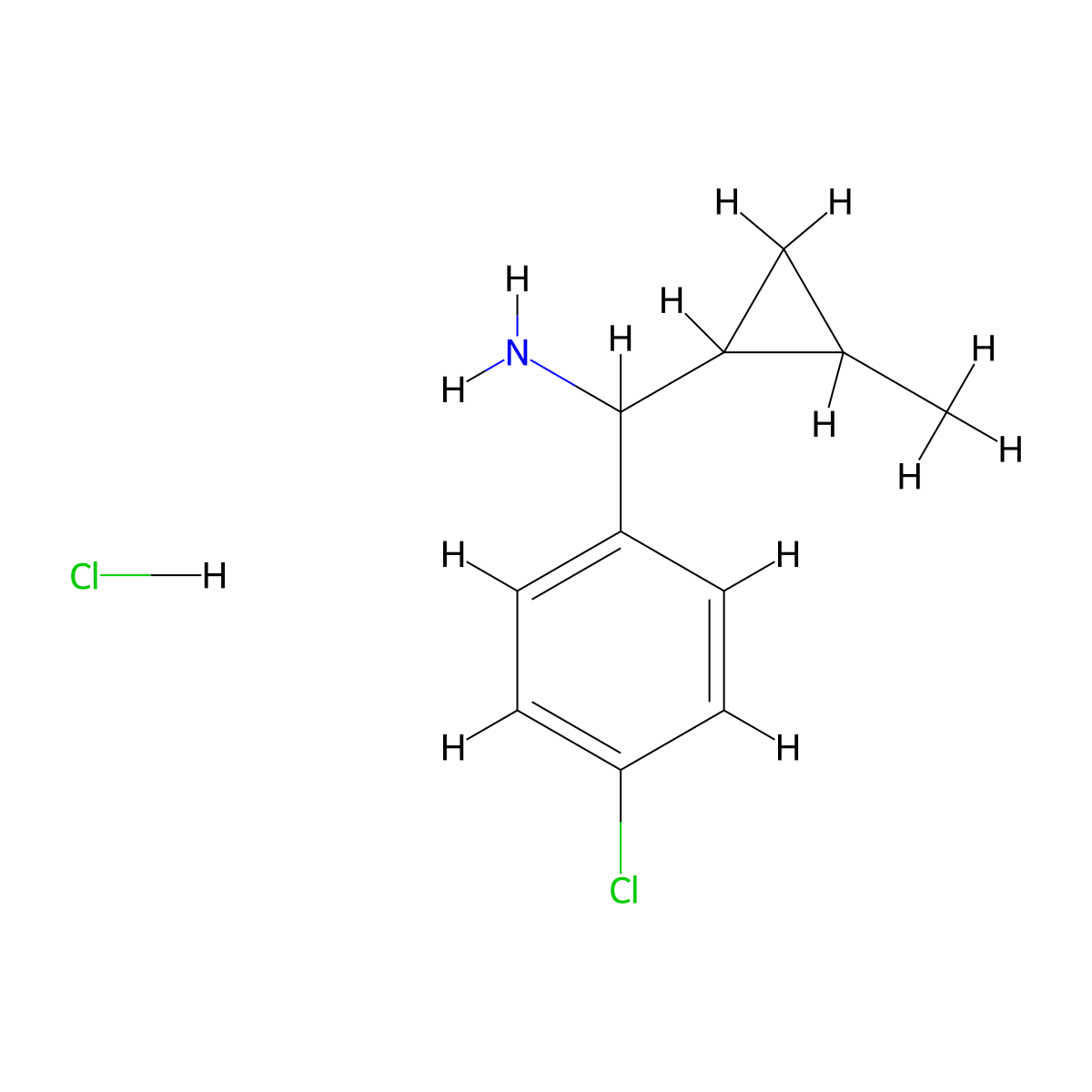 (4-Chlorophenyl)(2-methylcyclopropyl)methanamine hydrochloride molecular structure, CAS 1354954-63-4