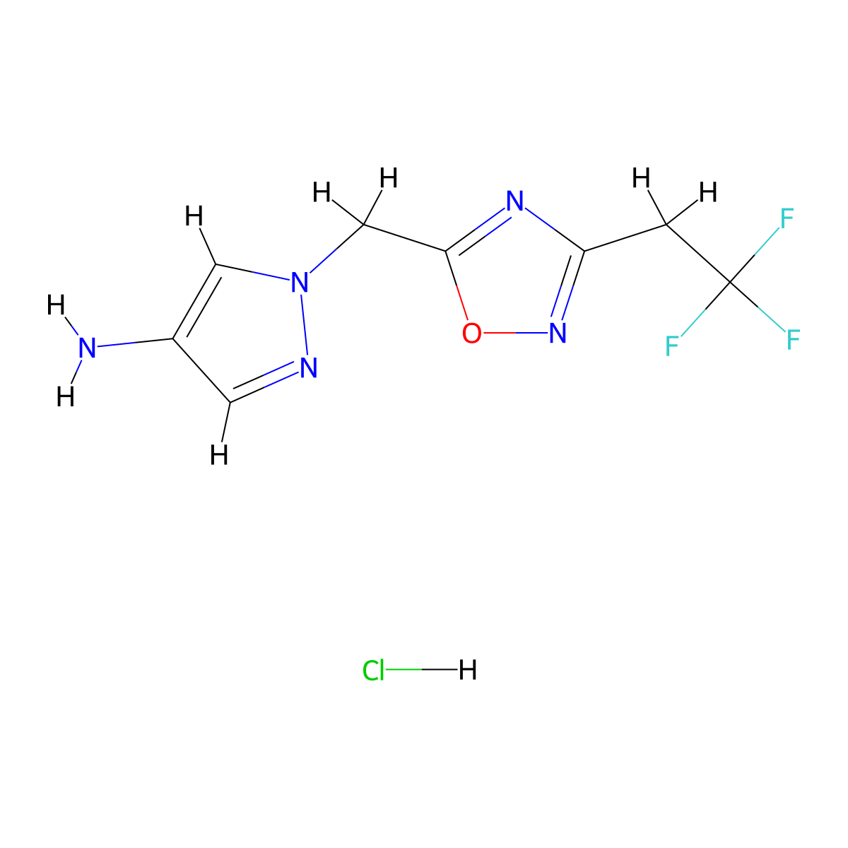 1-{[3-(2,2,2-trifluoroethyl)-1,2,4-oxadiazol-5-yl]methyl}-1H-pyrazol-4-amine hydrochloride molecular structure, CAS 1354957-62-2