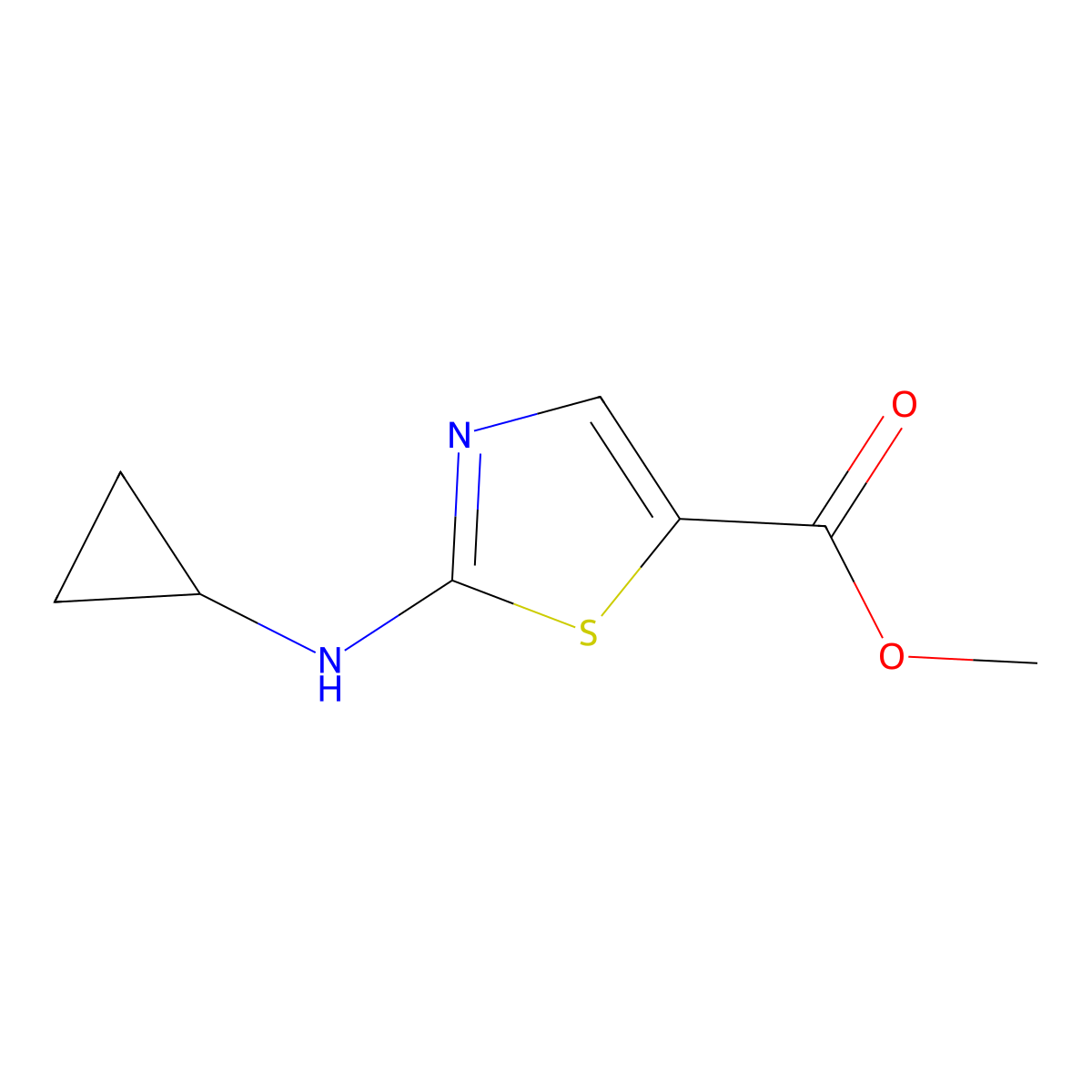 Methyl 2-(cyclopropylamino)-1,3-thiazole-5-carboxylate molecular structure, CAS 1354957-74-6