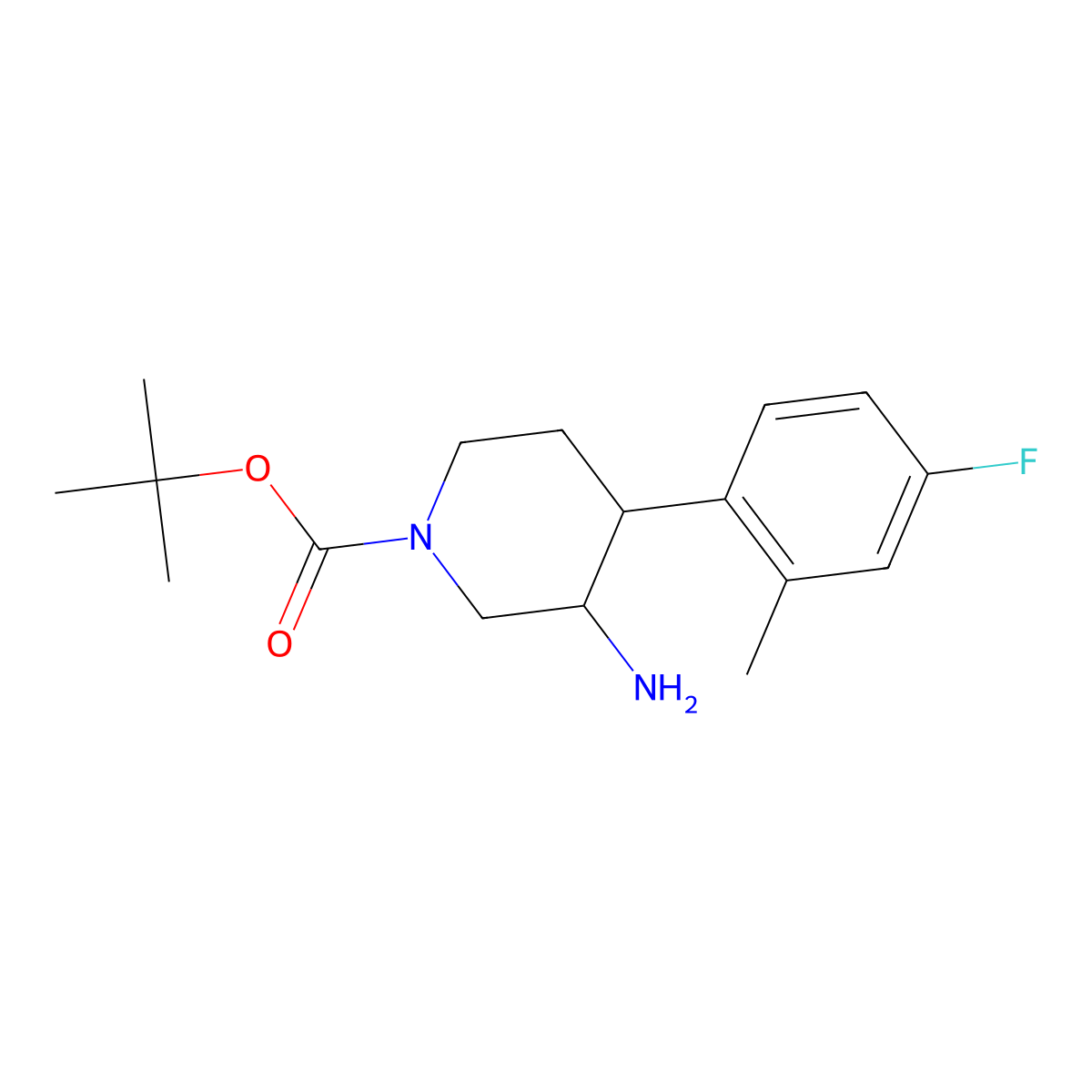 Tert-butyl 3-amino-4-(4-fluoro-2-methylphenyl)piperidine-1-carboxylate molecular structure, CAS 1354958-00-1