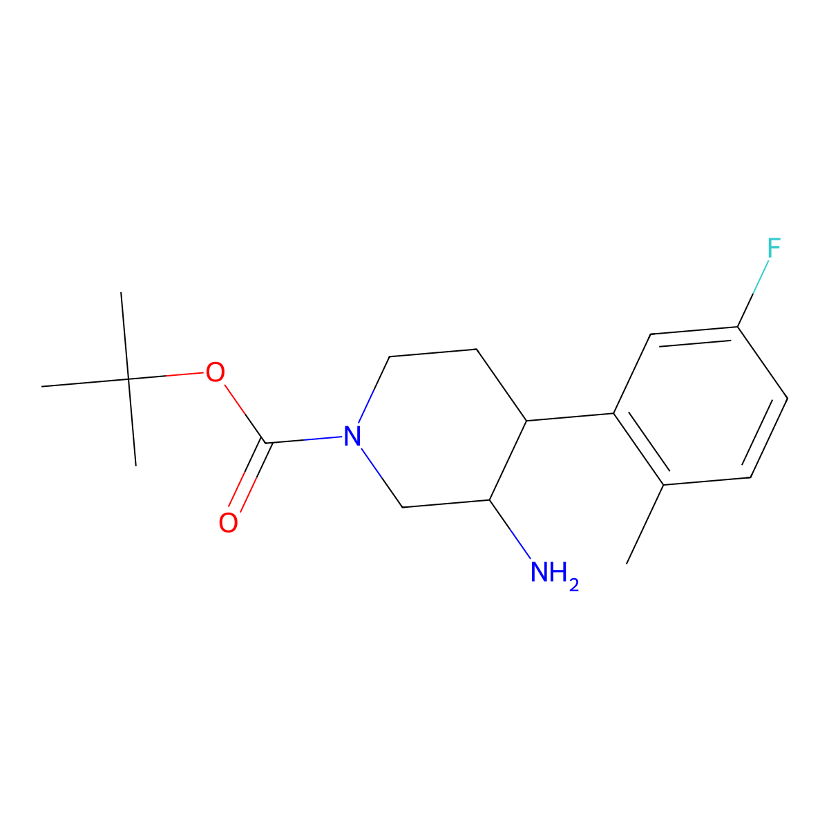 Tert-butyl 3-amino-4-(5-fluoro-2-methylphenyl)piperidine-1-carboxylate molecular structure, CAS 1354958-13-6
