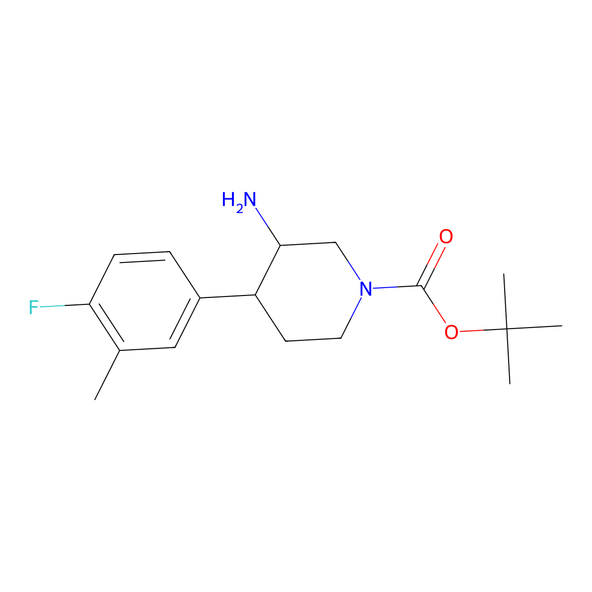 Tert-butyl 3-amino-4-(4-fluoro-3-methylphenyl)piperidine-1-carboxylate molecular structure, CAS 1354958-16-9
