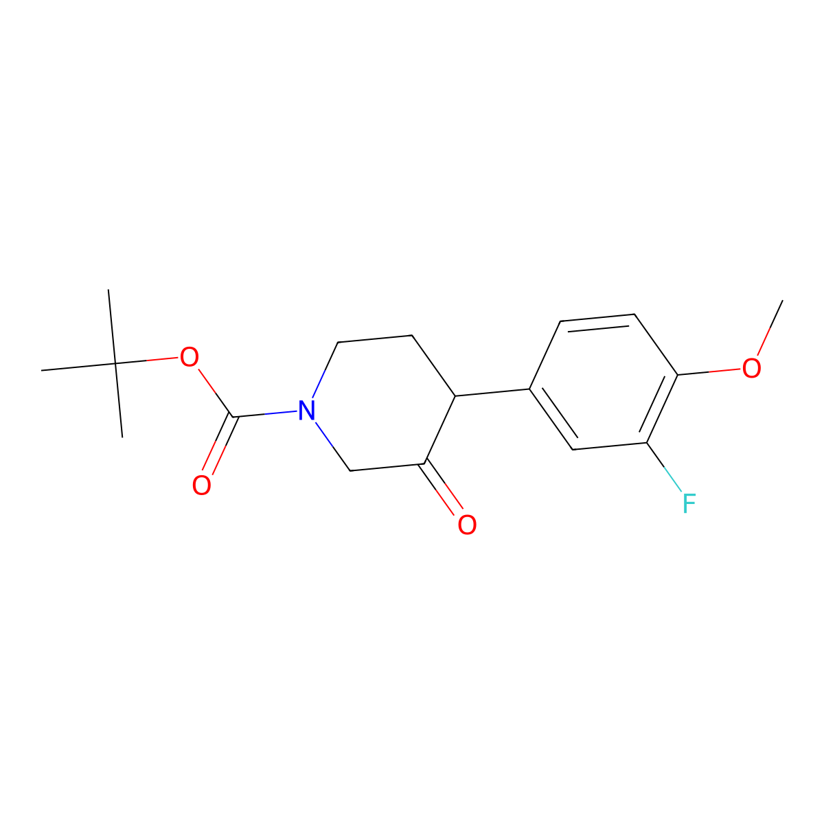 Tert-butyl 4-(3-fluoro-4-methoxyphenyl)-3-oxopiperidine-1-carboxylate molecular structure, CAS 1354958-75-0