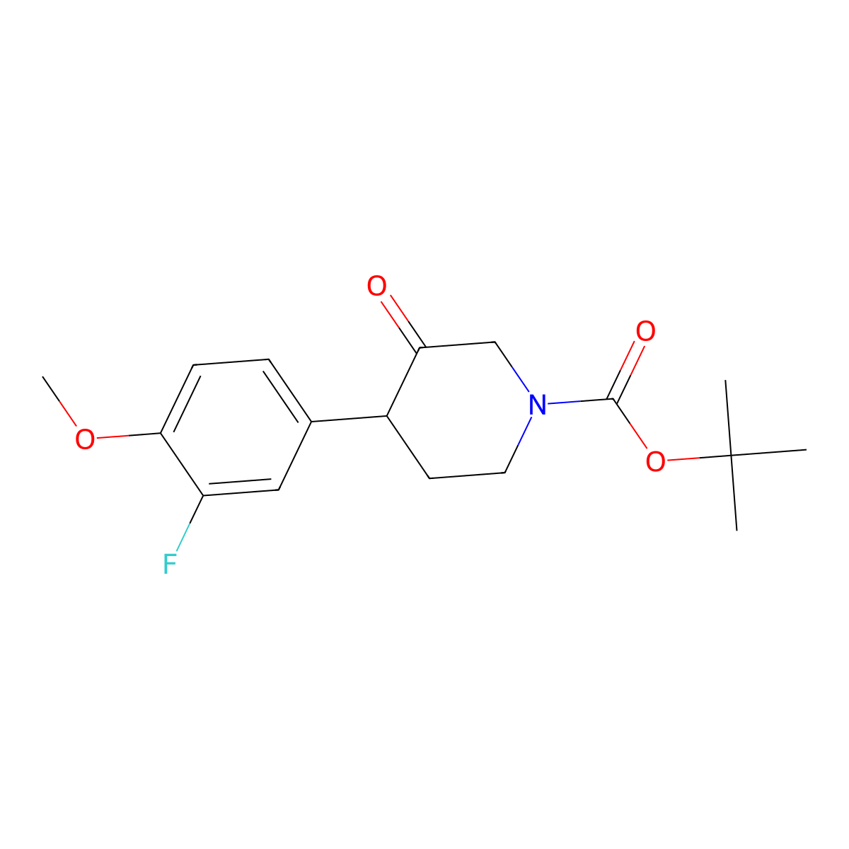 Tert-butyl 4-(3-fluoro-4-methoxyphenyl)-3-oxopiperidine-1-carboxylate molecular structure, CAS 1354958-75-0
